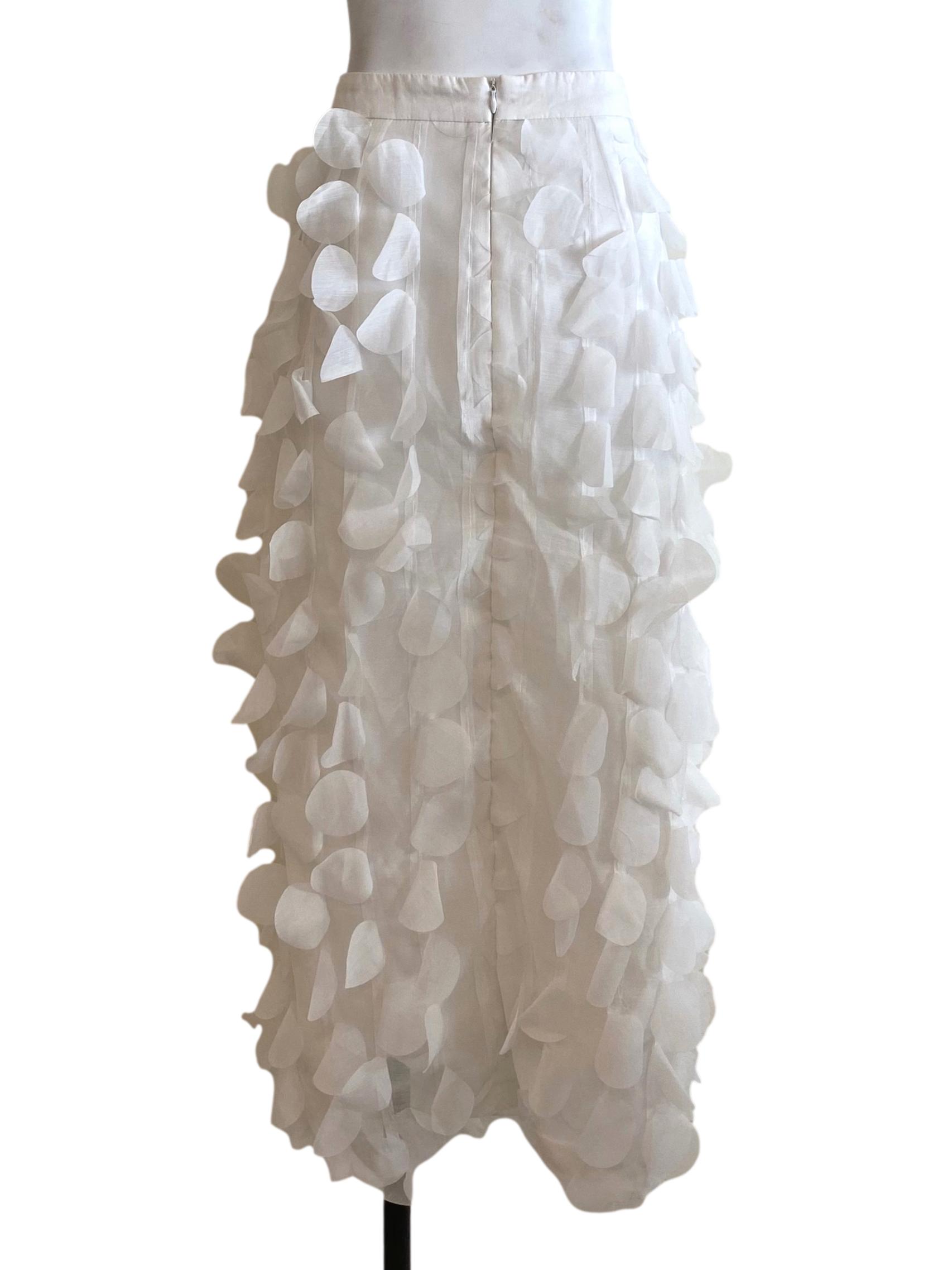 Daisy White Clear Linen Loose Pattern Skirt