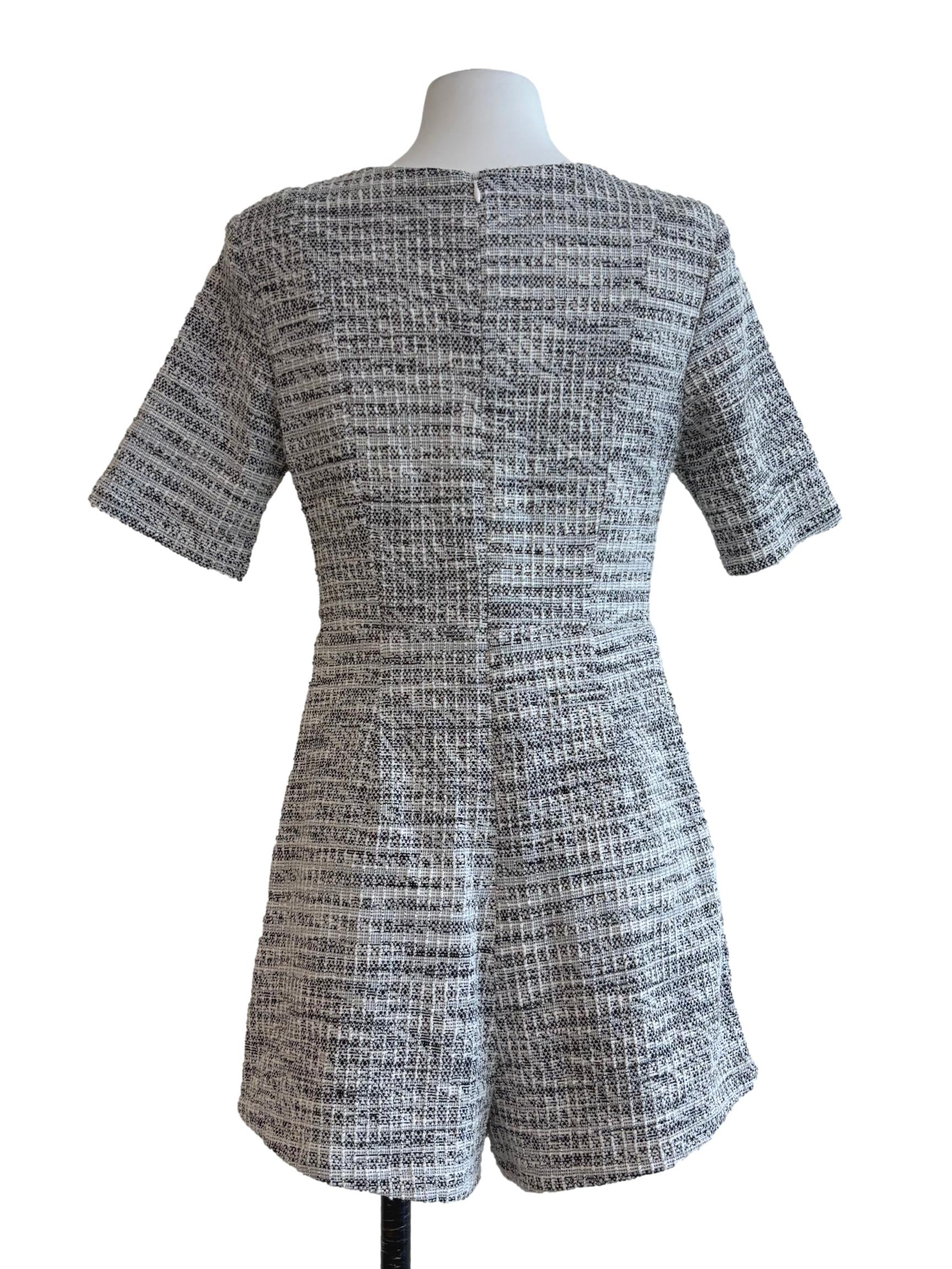 Black And White Tweed Romper