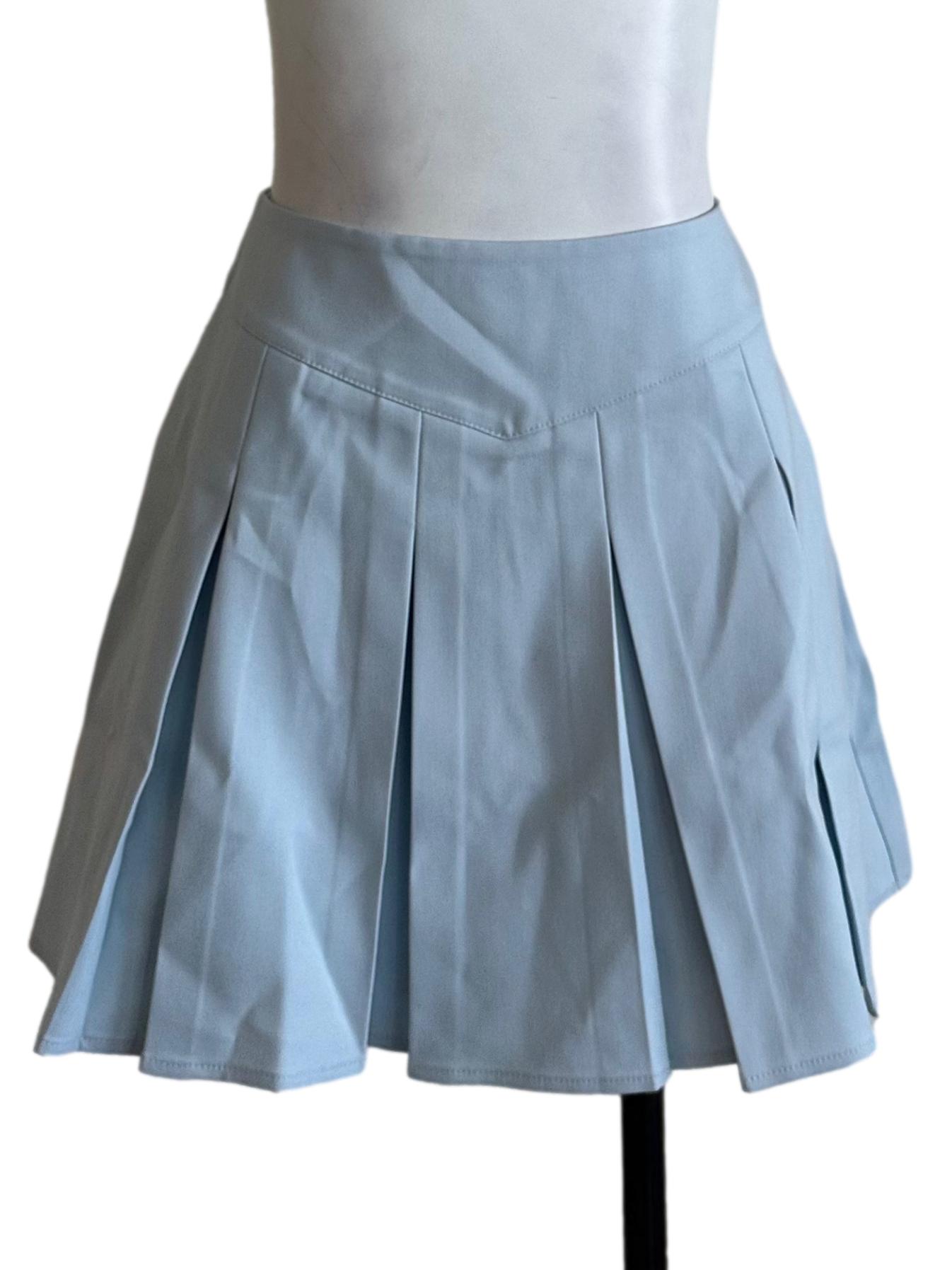 Soft Blue Box Pleated Skorts