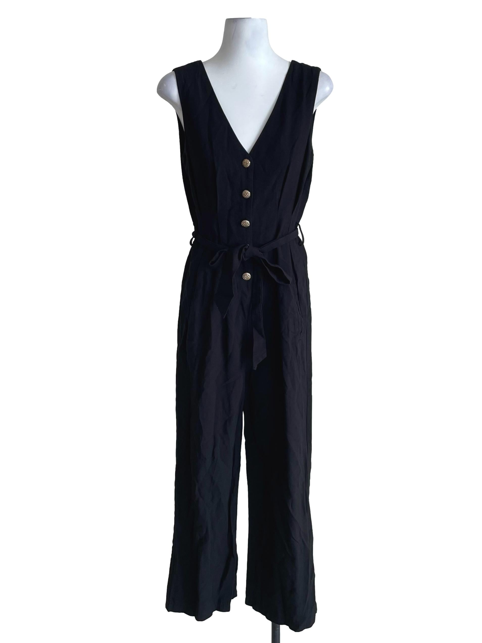 Black V Neck Slim Jumpsuit