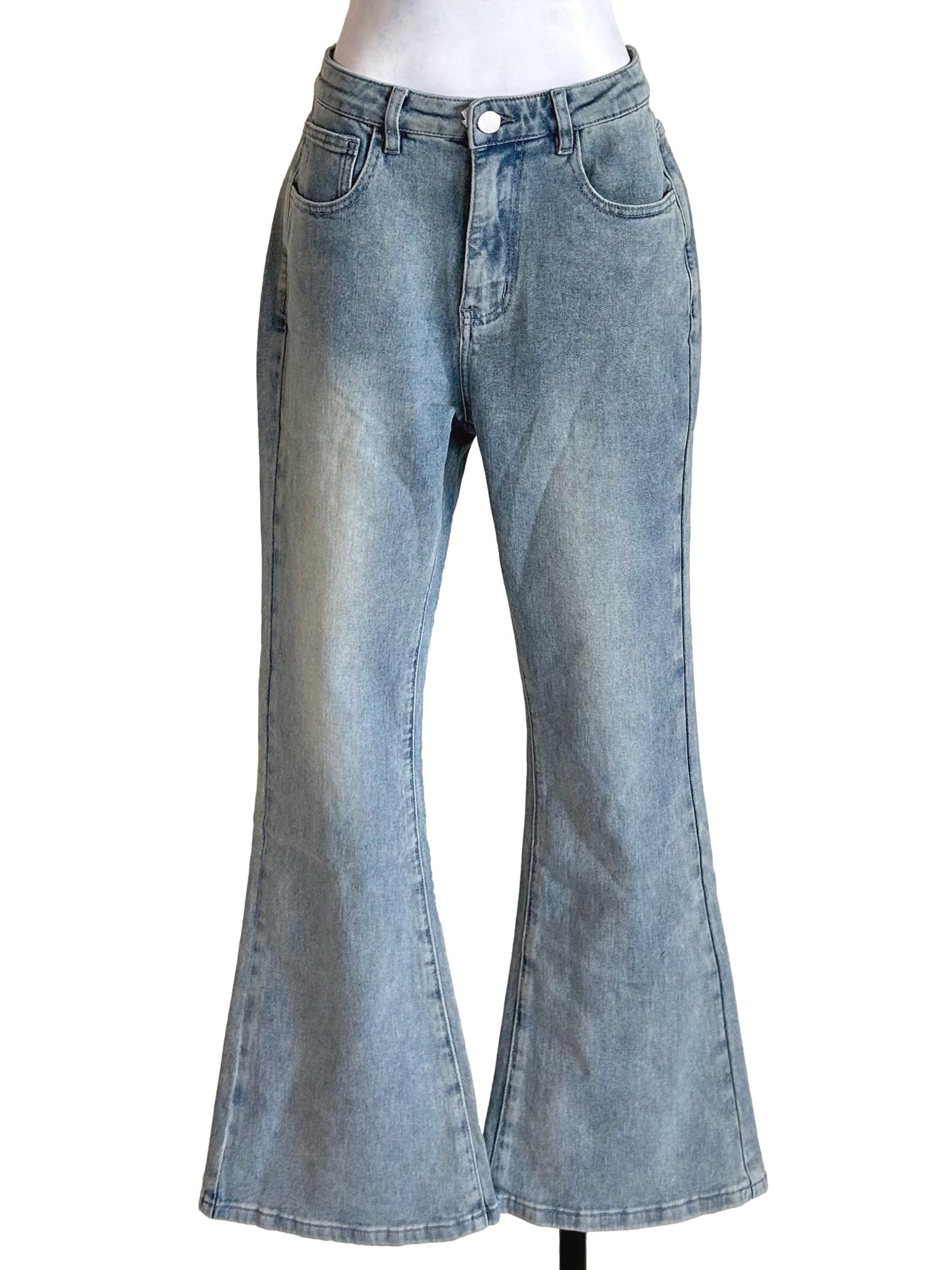 Light Blue Distressed Flare Jeans