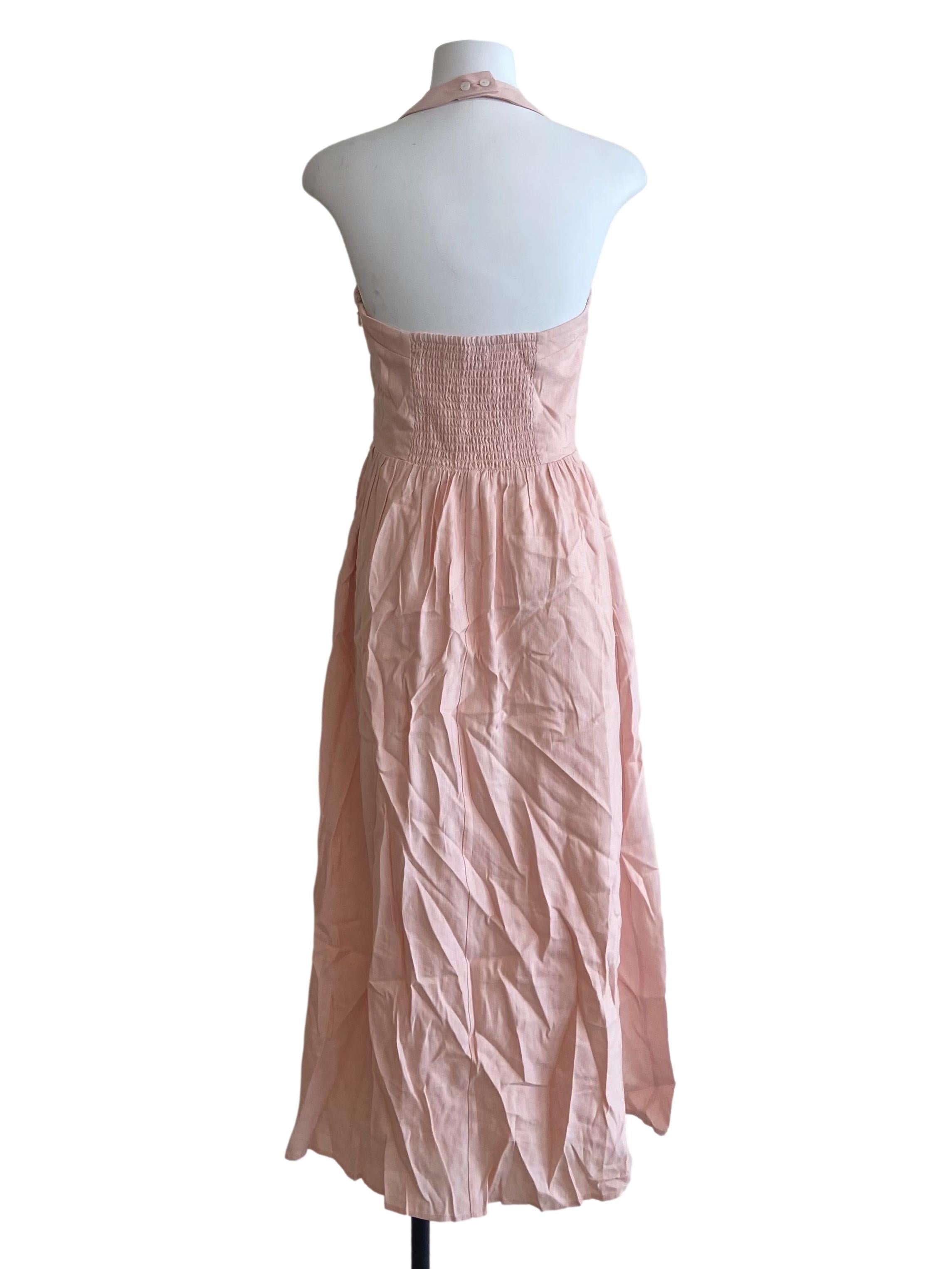 Pink Linen Halter Neck Dress OSN
