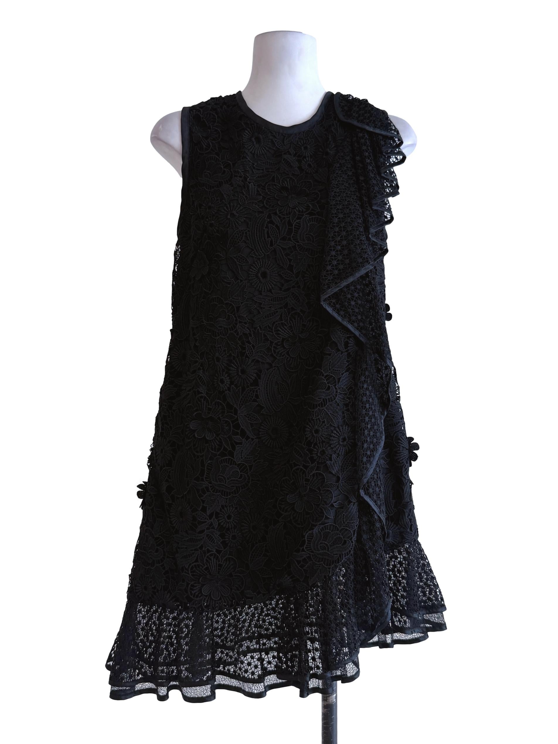 Black Embroidery A Line Dress