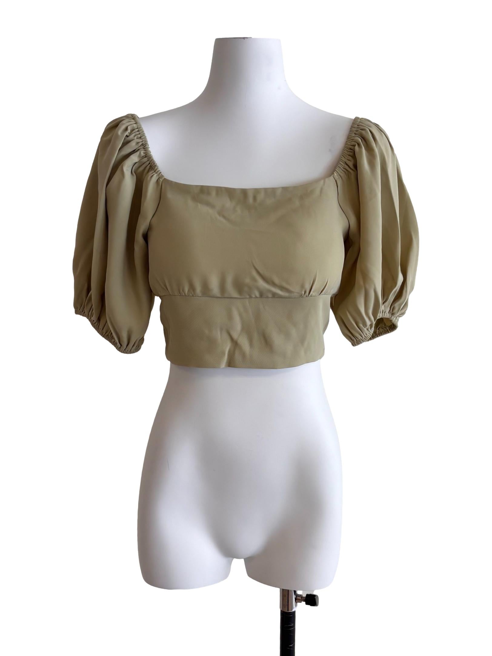 Pistachio Green Open Tie Back Crop Top
