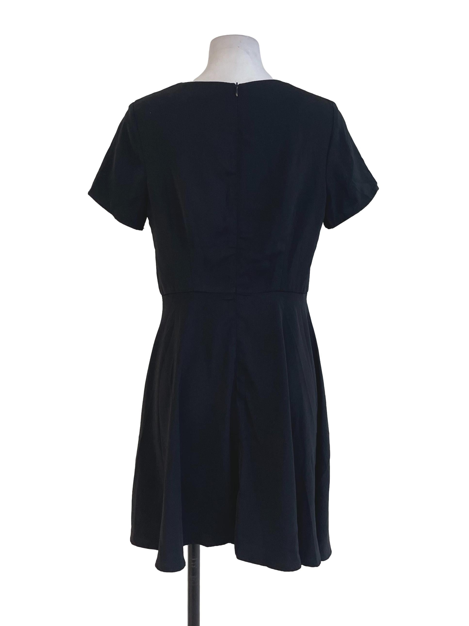 Black Floral Embroidery A Line Dress