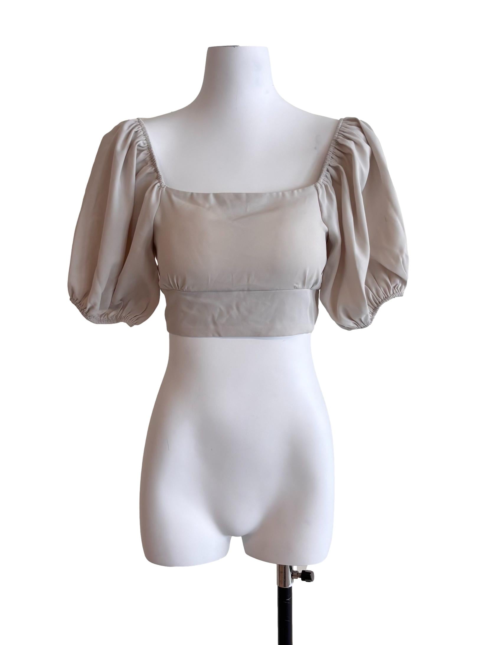 Light Grey Open Tie Back Crop Top