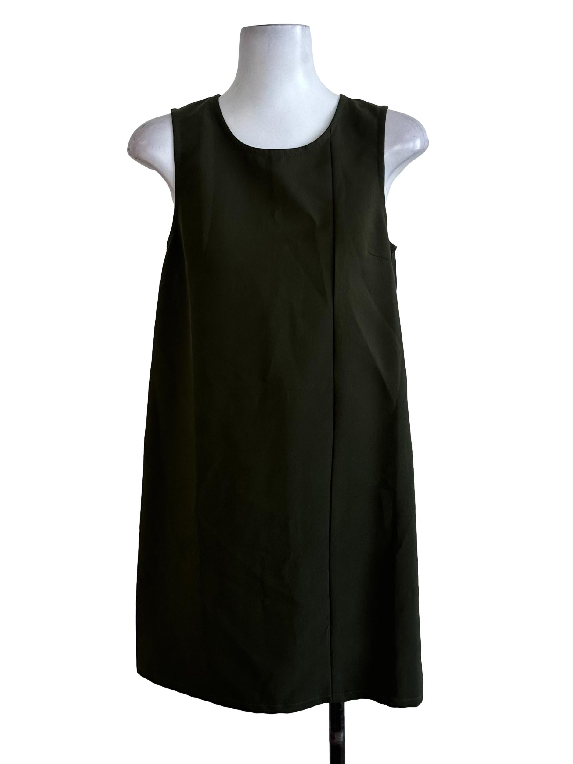Olive Green Plain Tunic Dress