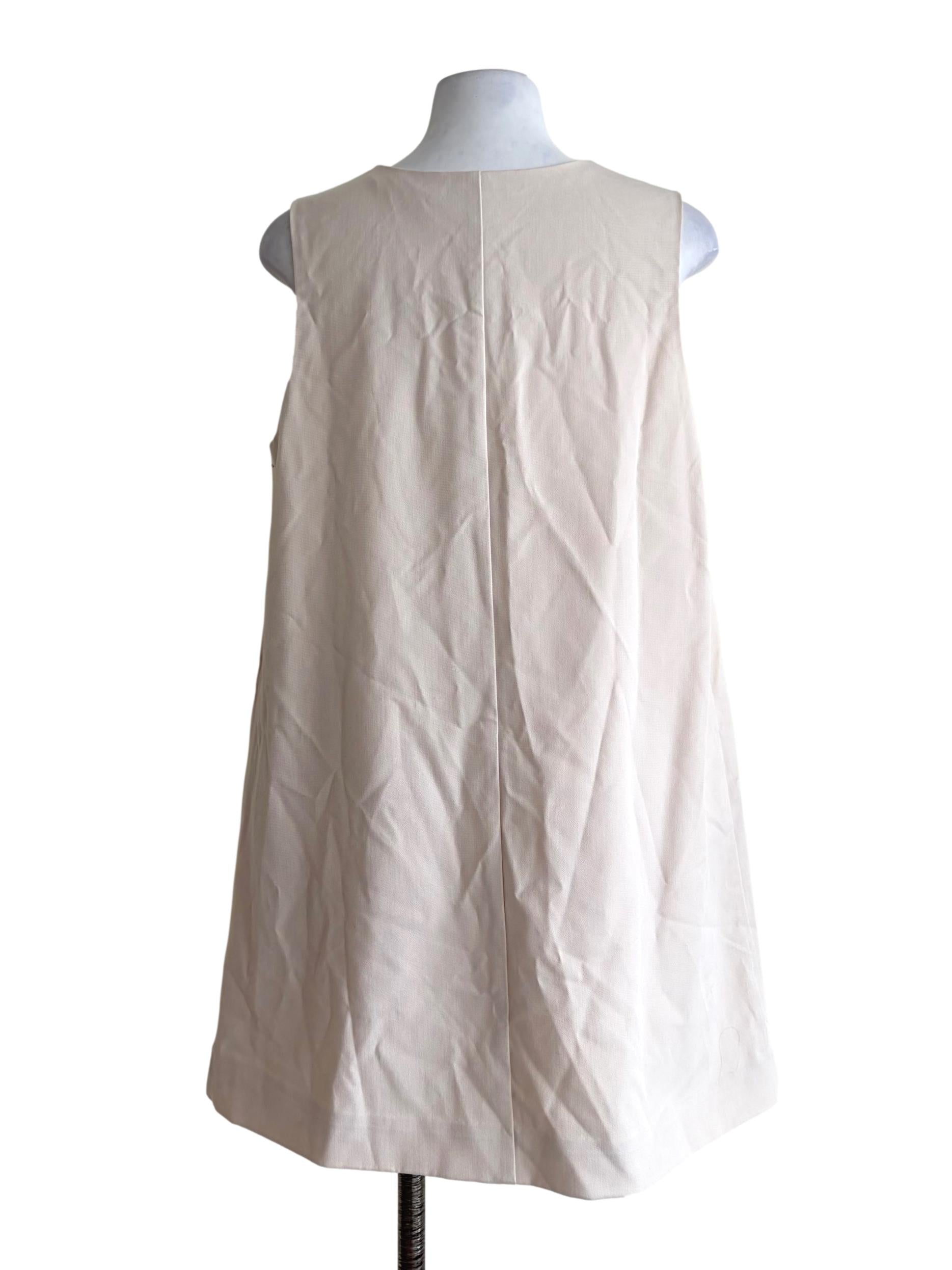 Ivory Beige V-Slit Neckline Sleeveless Top