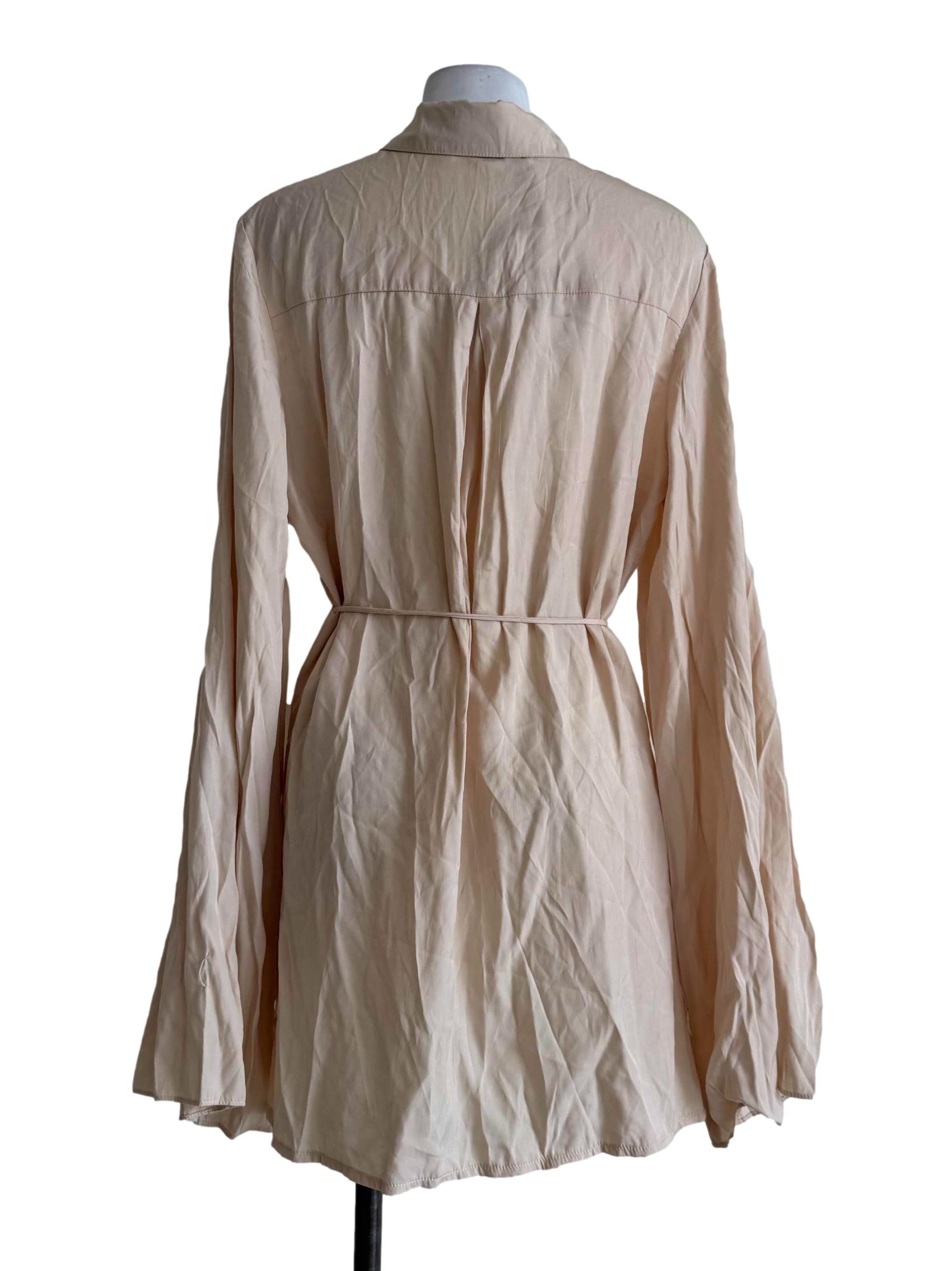 Beige Long Sleeve Mini Dress