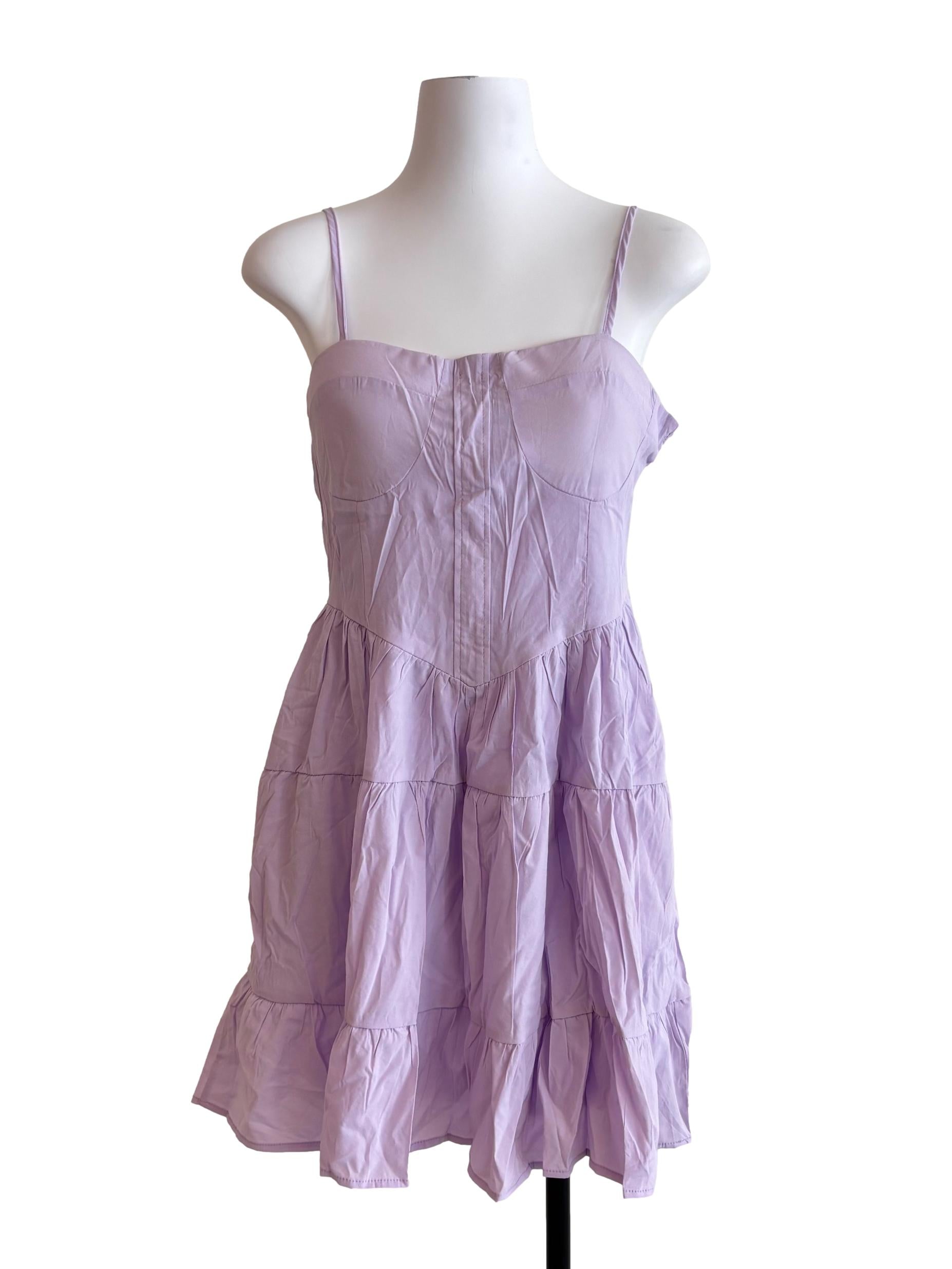 Lilac Purple Tiered Mini Dress