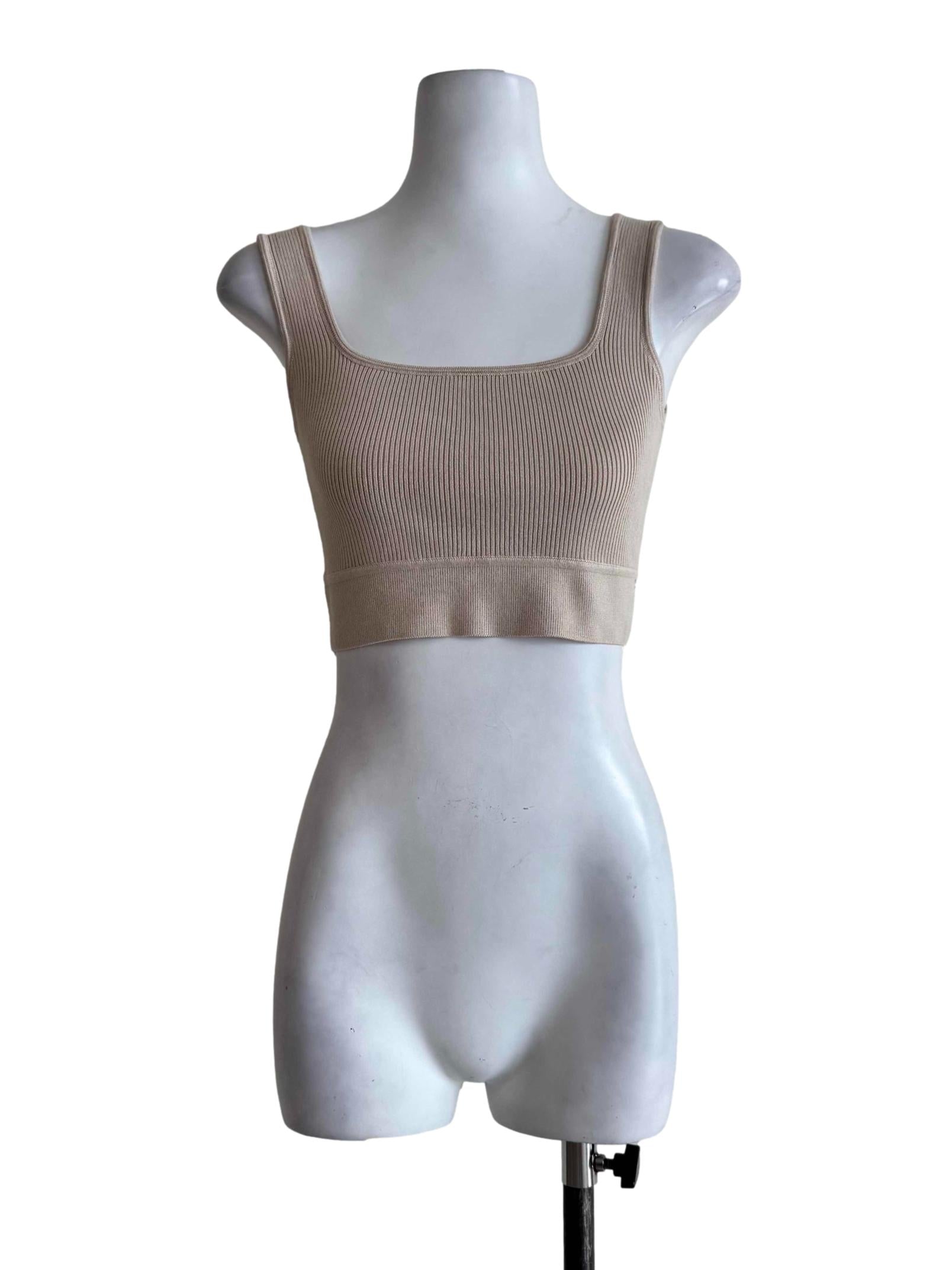 Textured Beige Crop Top