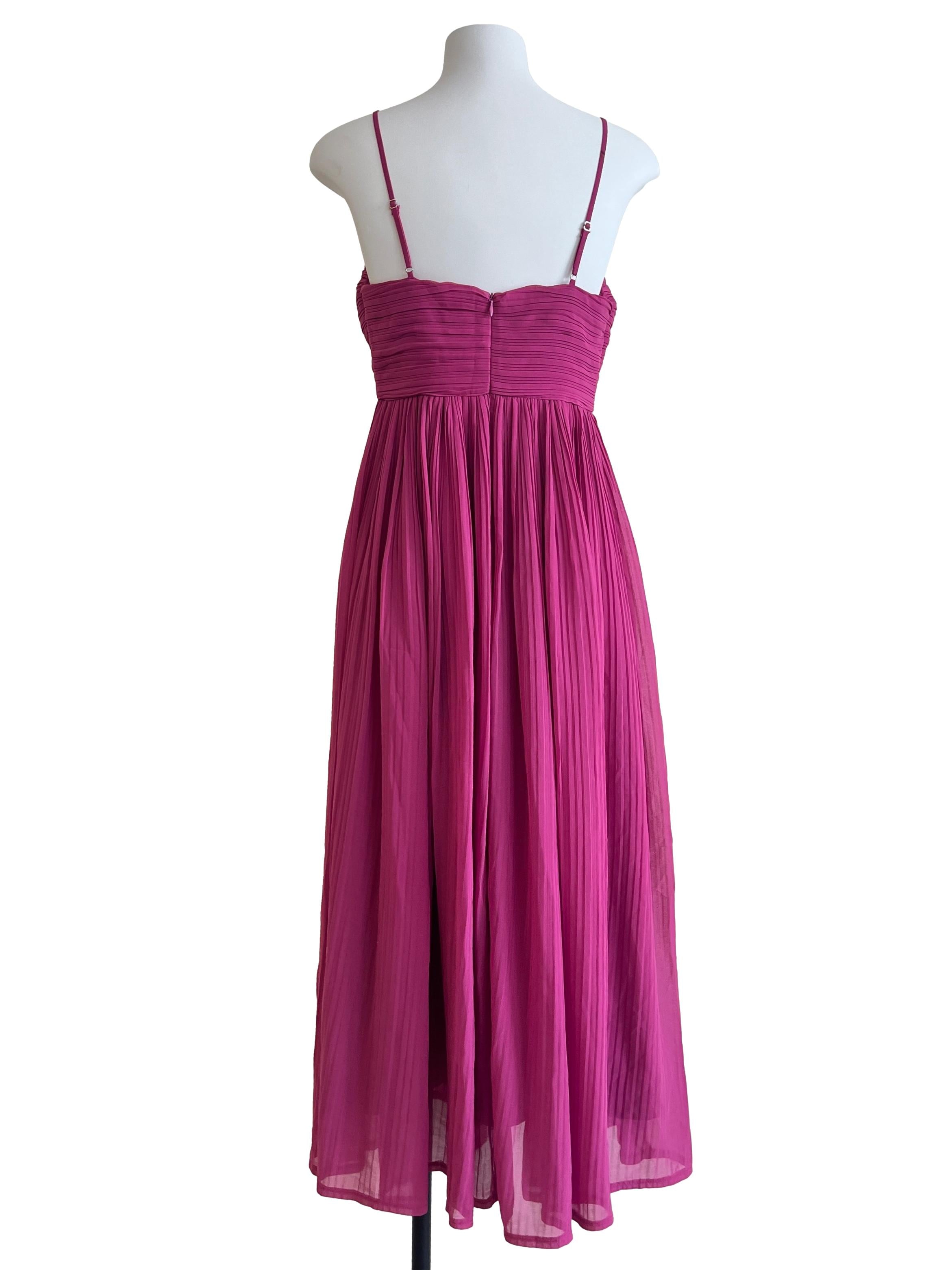Hot Pink Pleated A-Line Dress