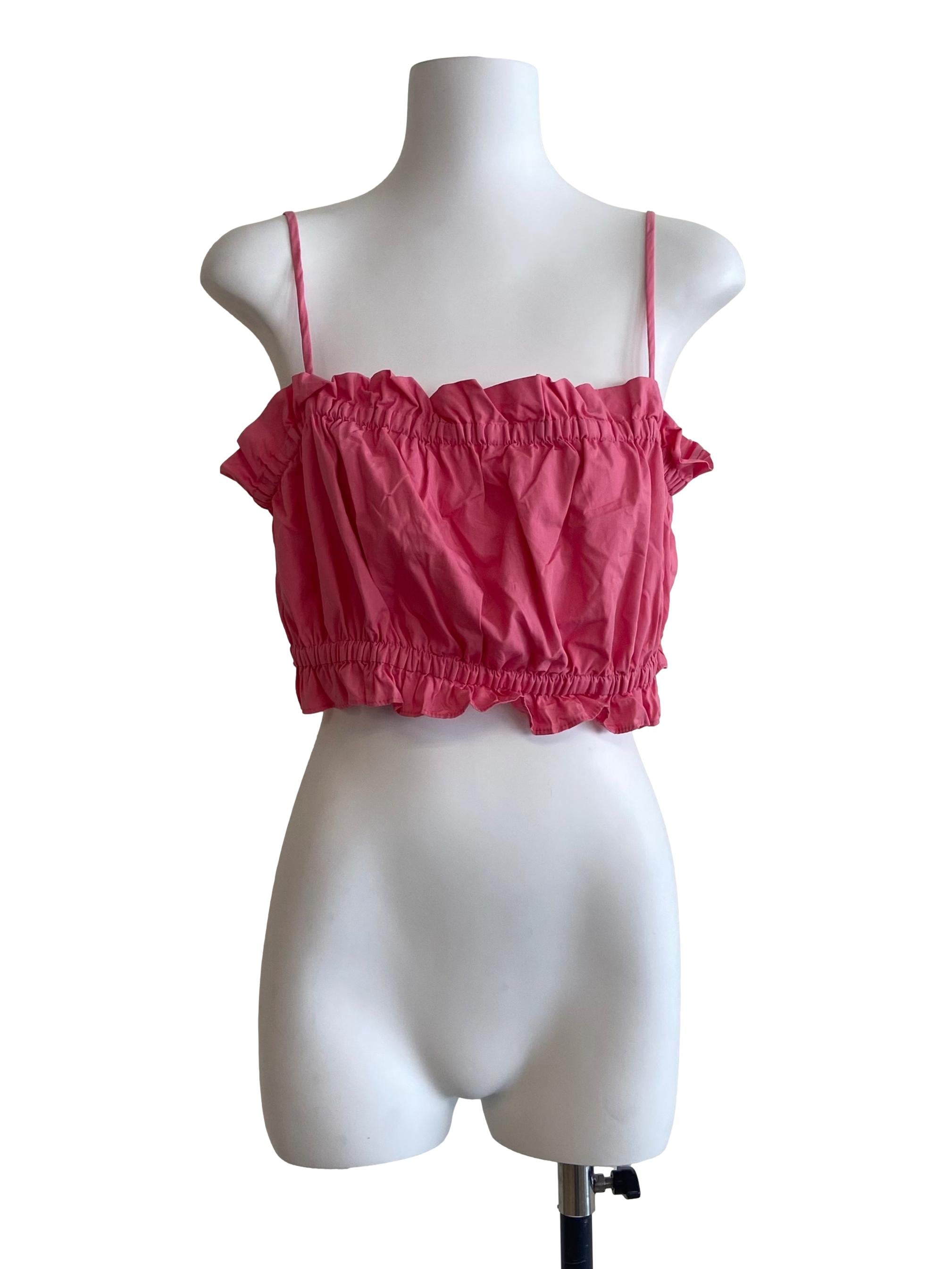 Punch Pink Spaghetti Straps Crop Top