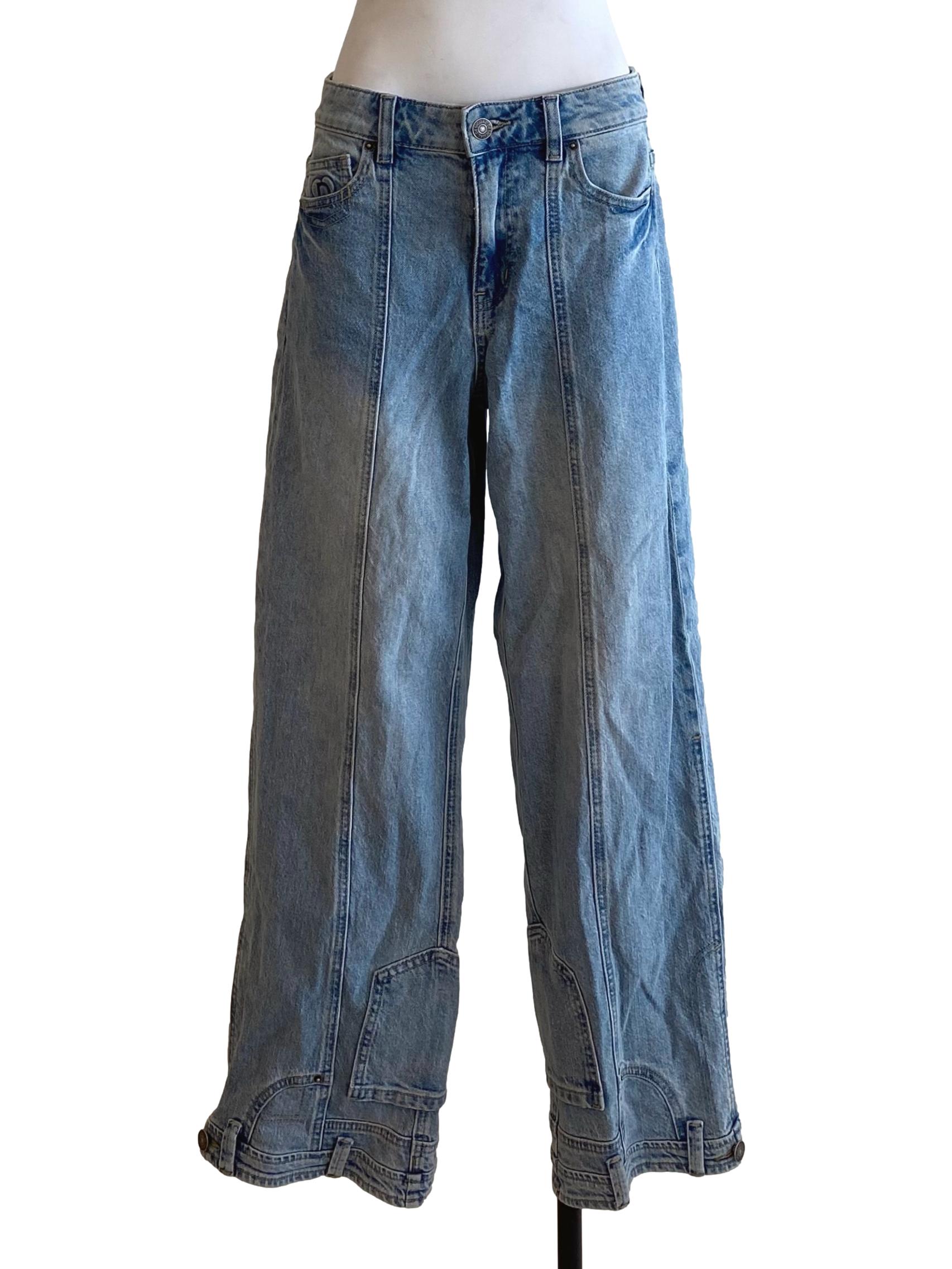Ice Denim Blue Pattern Jeans