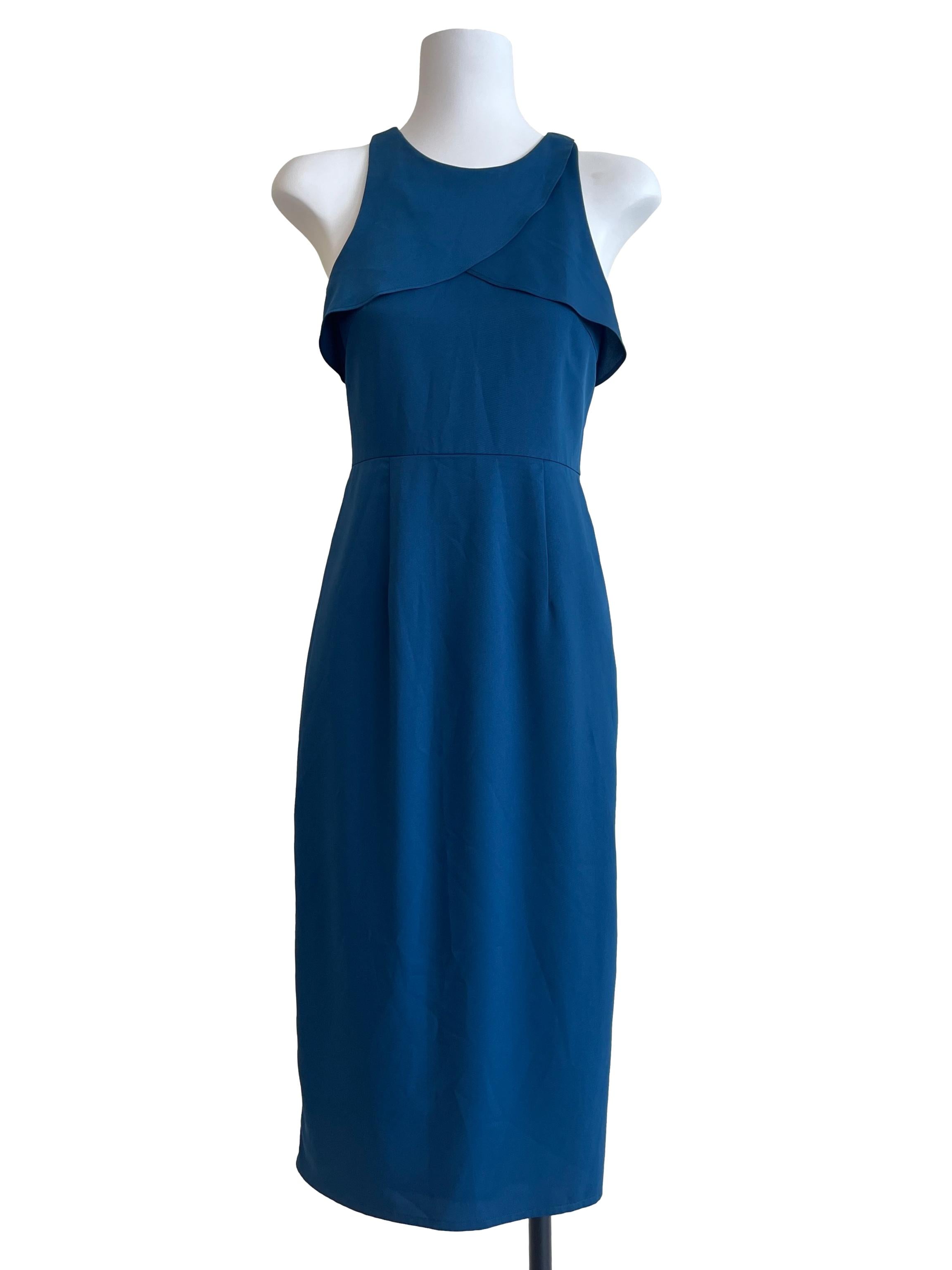 Teal Blue Halter Sleeveless A-Line Dress