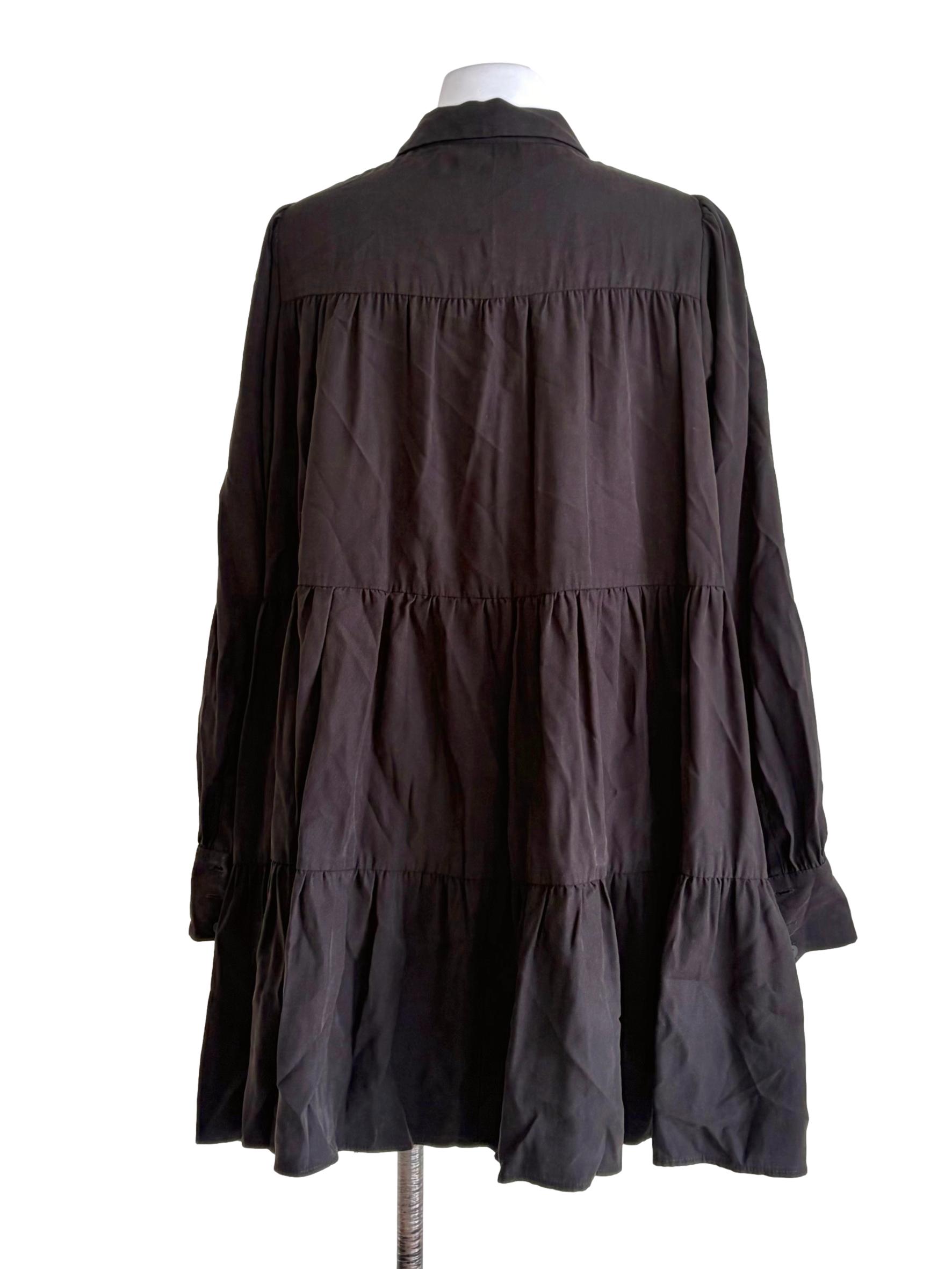 Black Tiered Button Down Dress