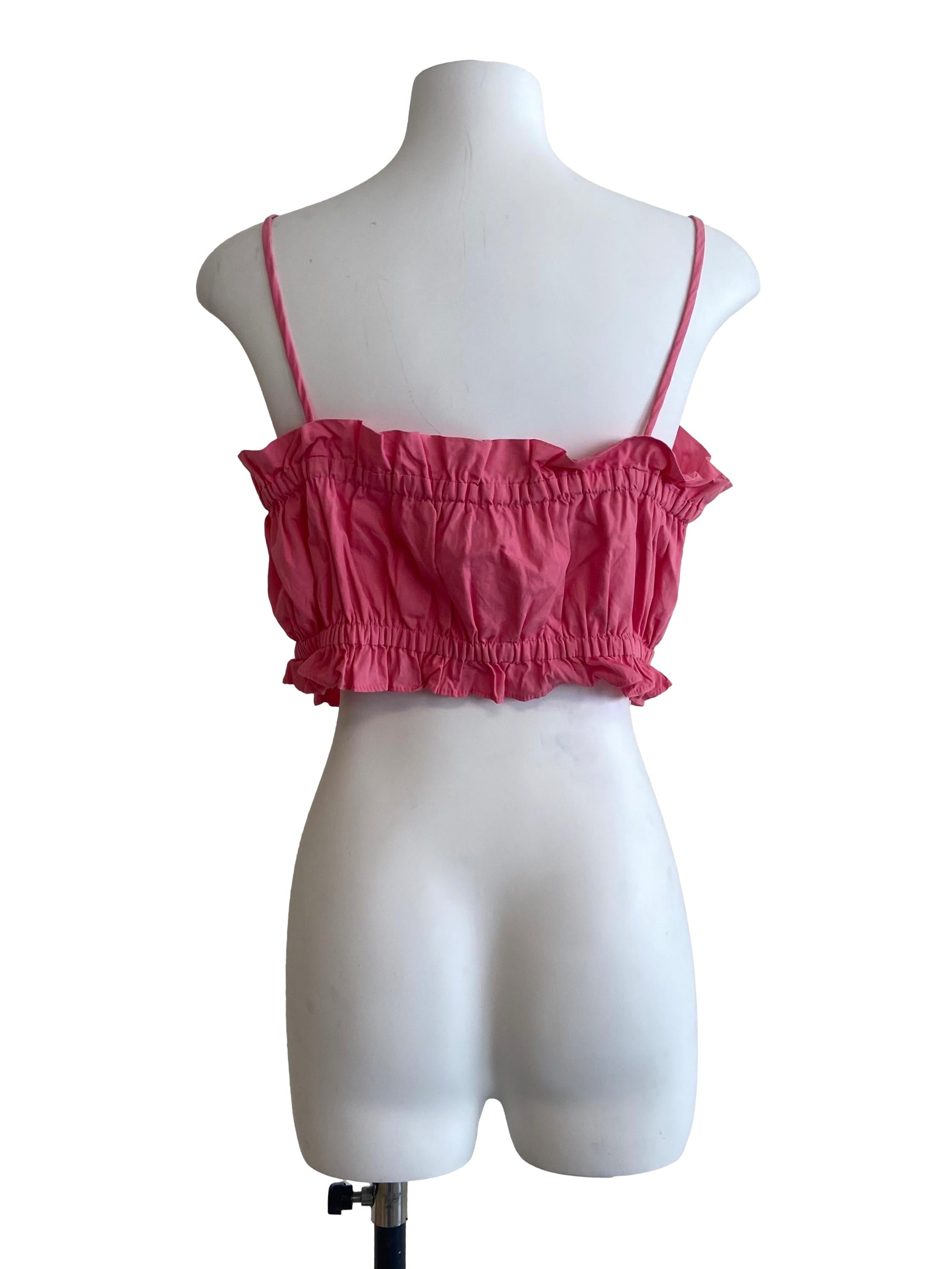Punch Pink Spaghetti Straps Crop Top