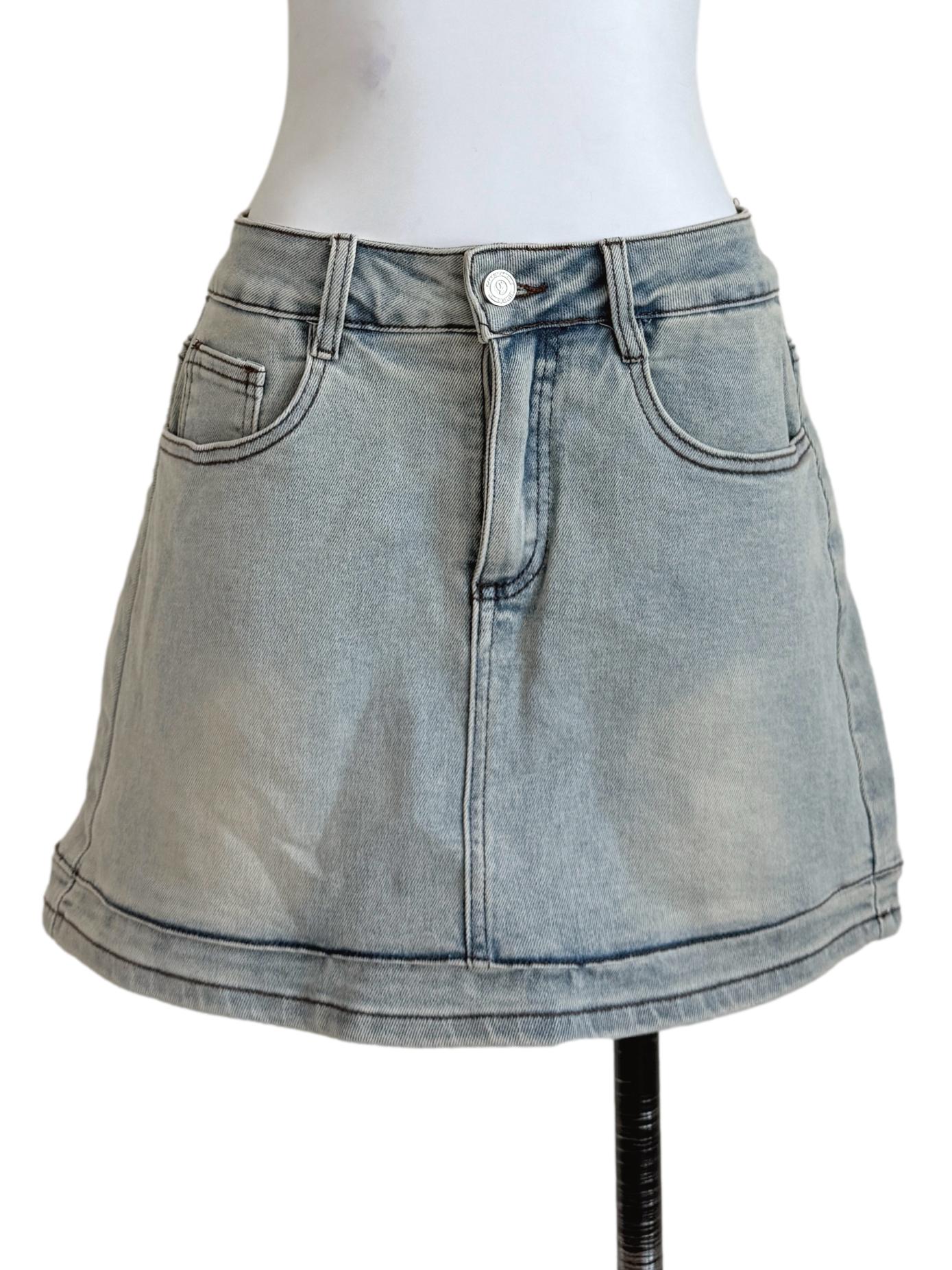 Denim Light Blue Relaxed Skorts