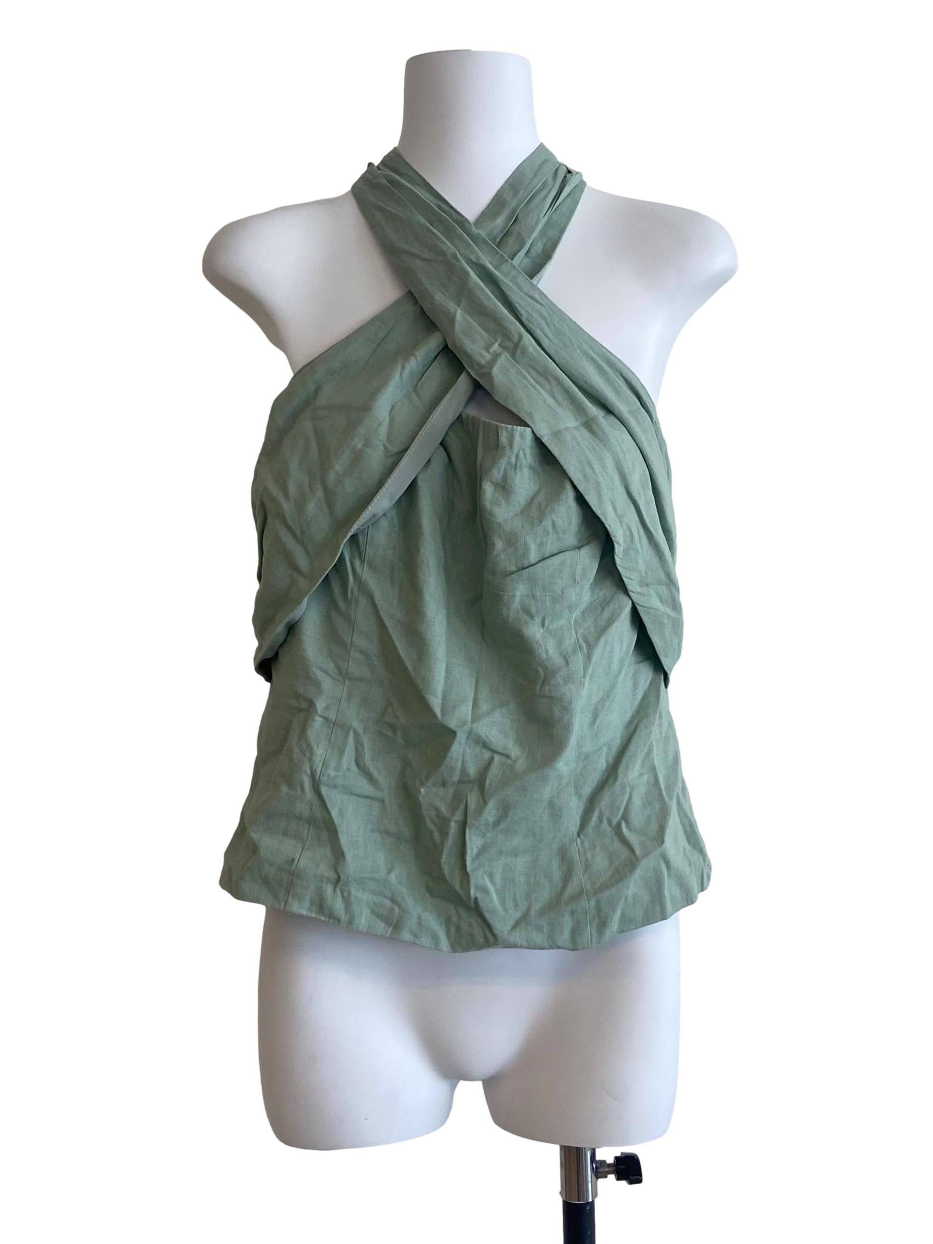 Mint Green Halter Neck Sleeveless Blouse