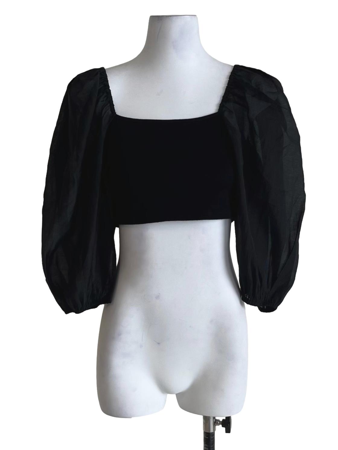 Black Square Neckline Blouse