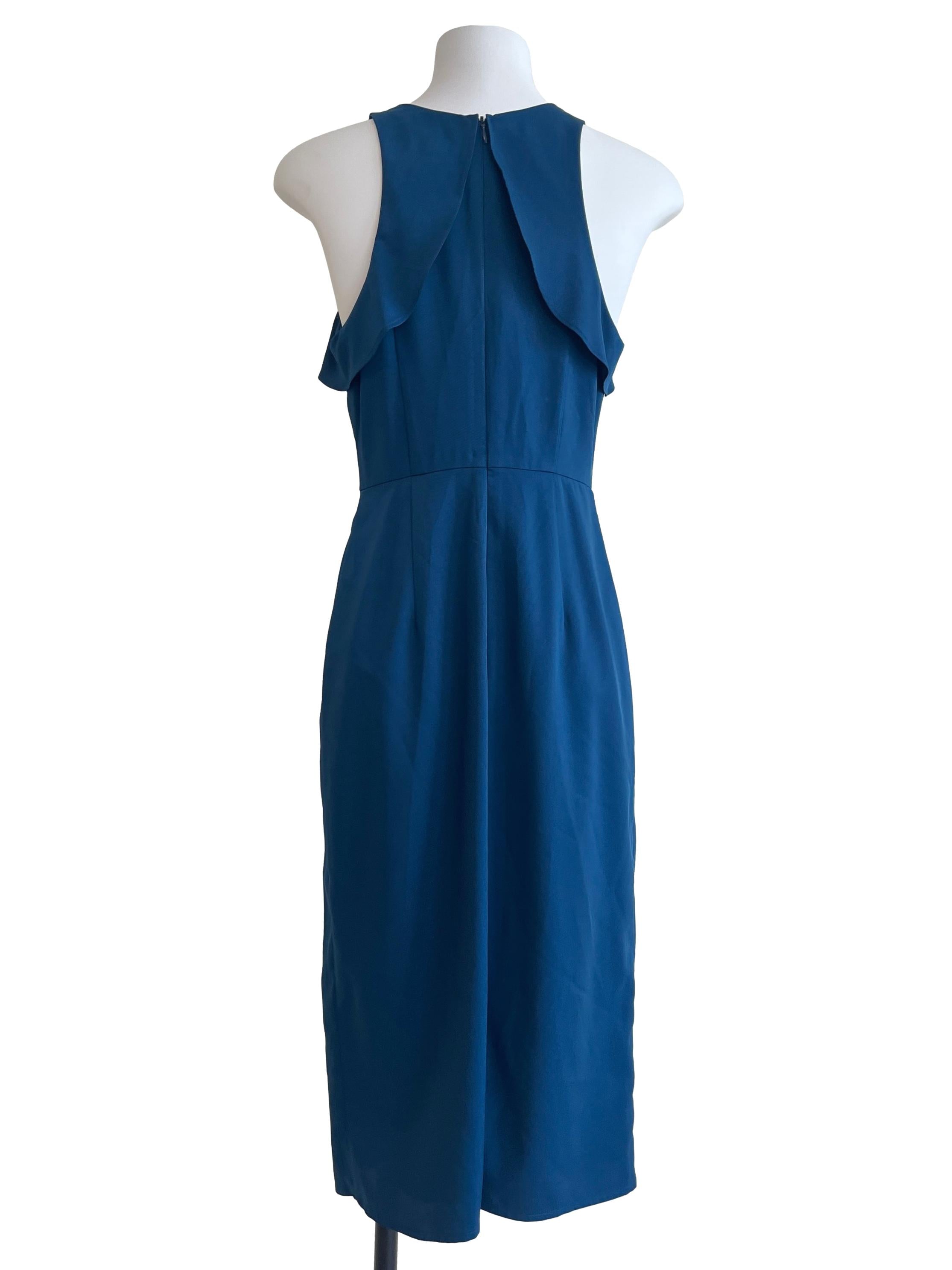 Teal Blue Halter Sleeveless A-Line Dress