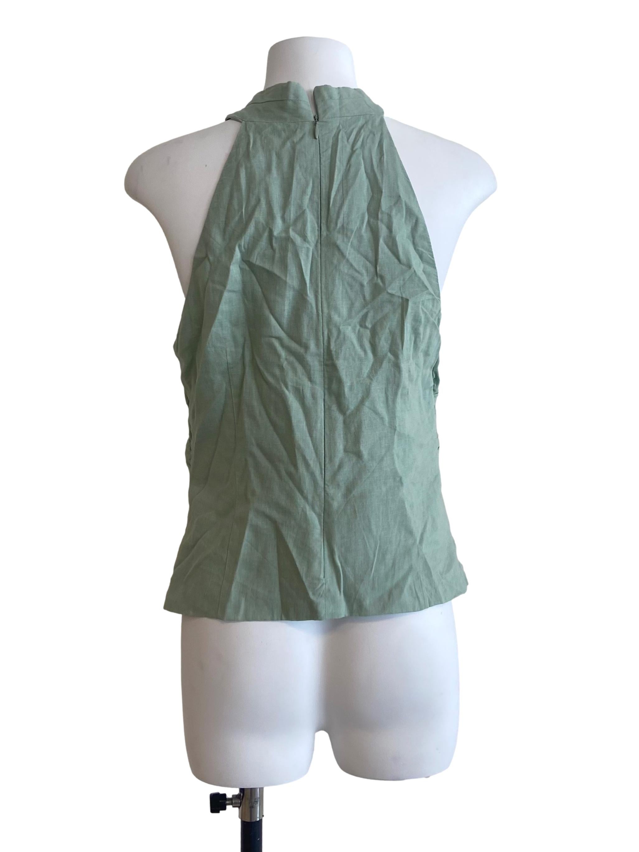 Mint Green Halter Neck Sleeveless Blouse