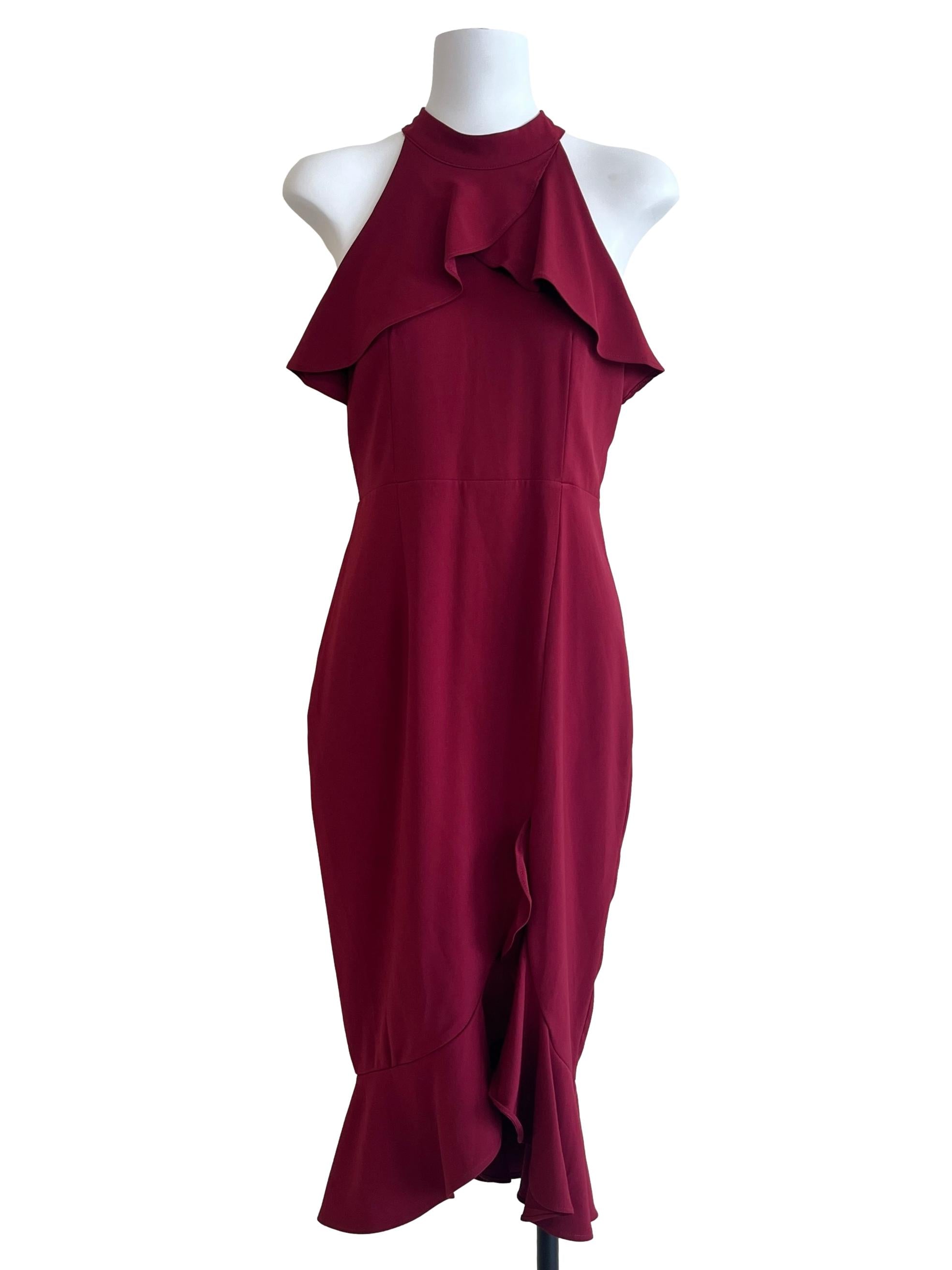 Apple Red Halter Sleeveless Dropwaist Dress