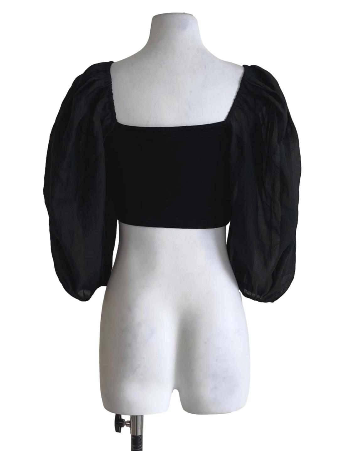 Black Square Neckline Blouse