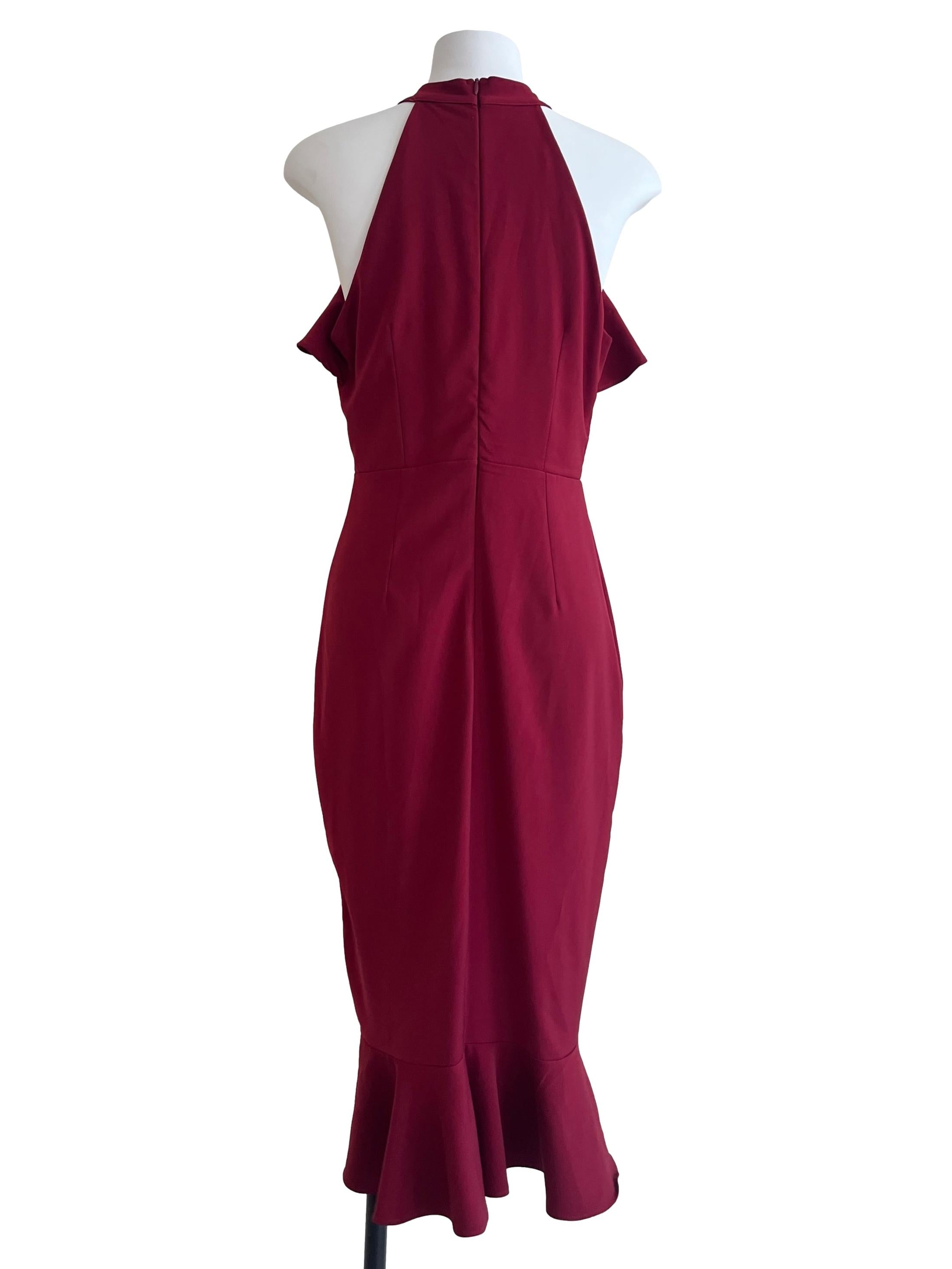Apple Red Halter Sleeveless Dropwaist Dress