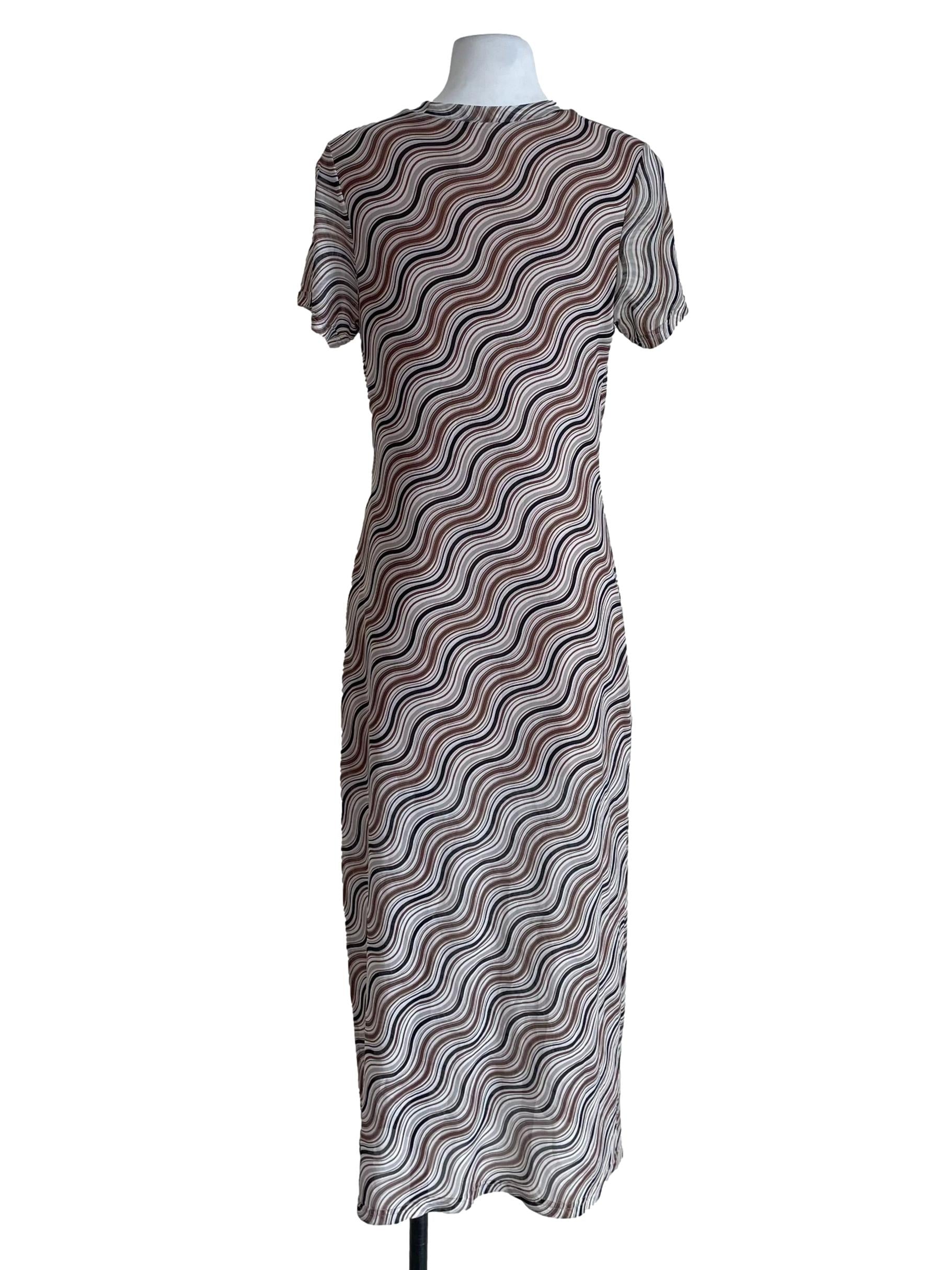 Coffee Brown Wave Print Tee Dress