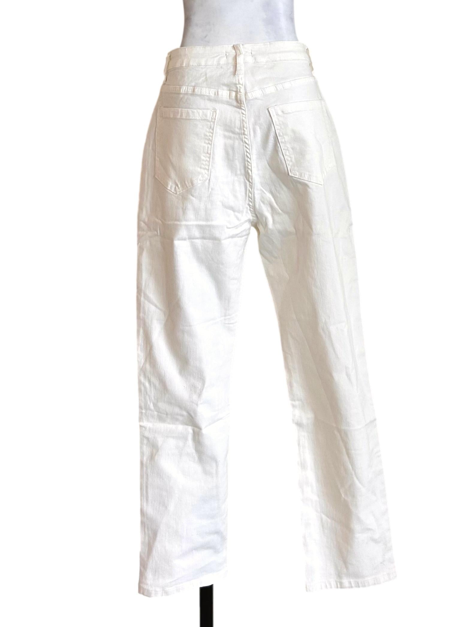 White High Waisted Straight Jeans