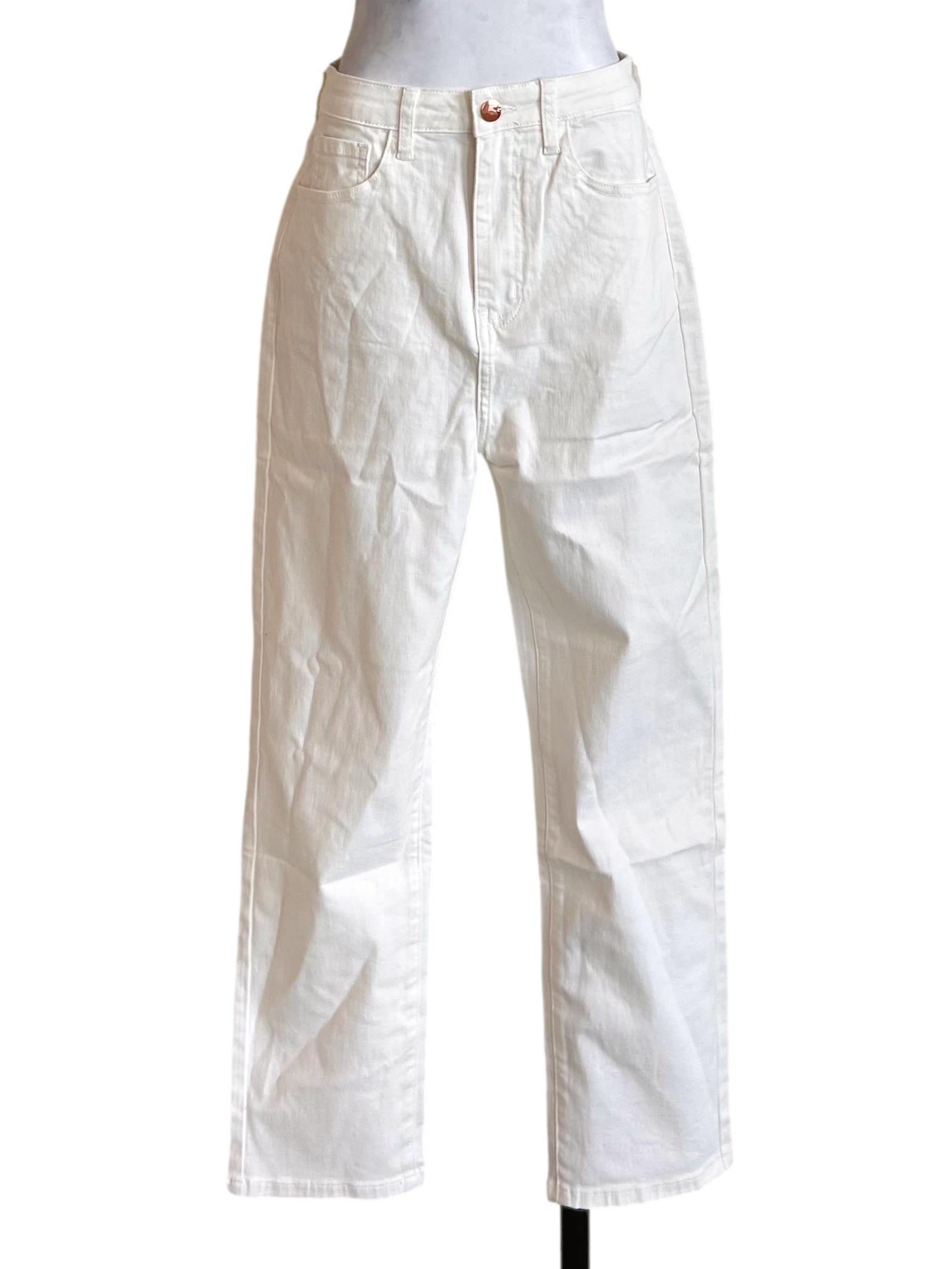 White High Waisted Straight Jeans