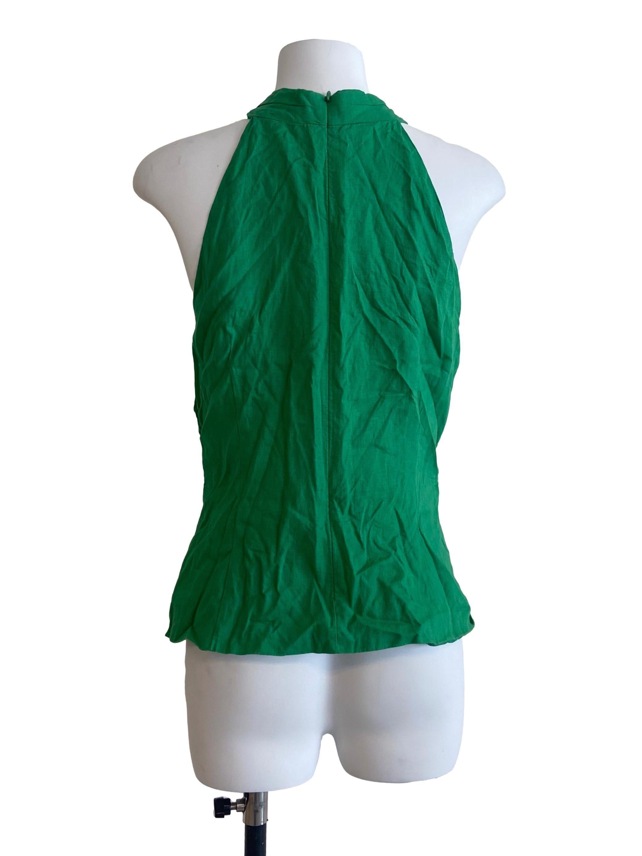 Parakeet Green Sleeveless Halter Neck Blouse