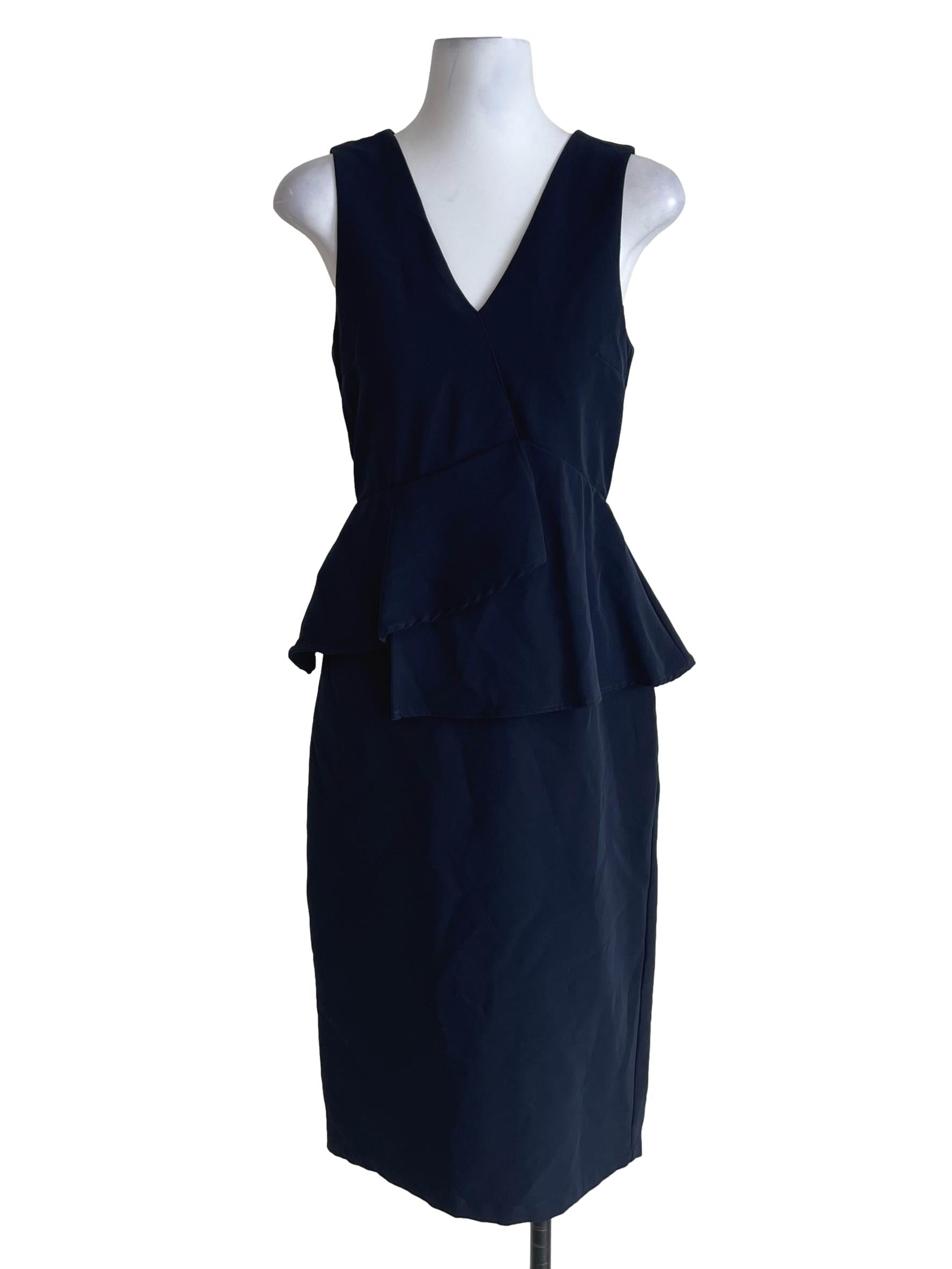 Dark Navy Peplum Sheath Dress