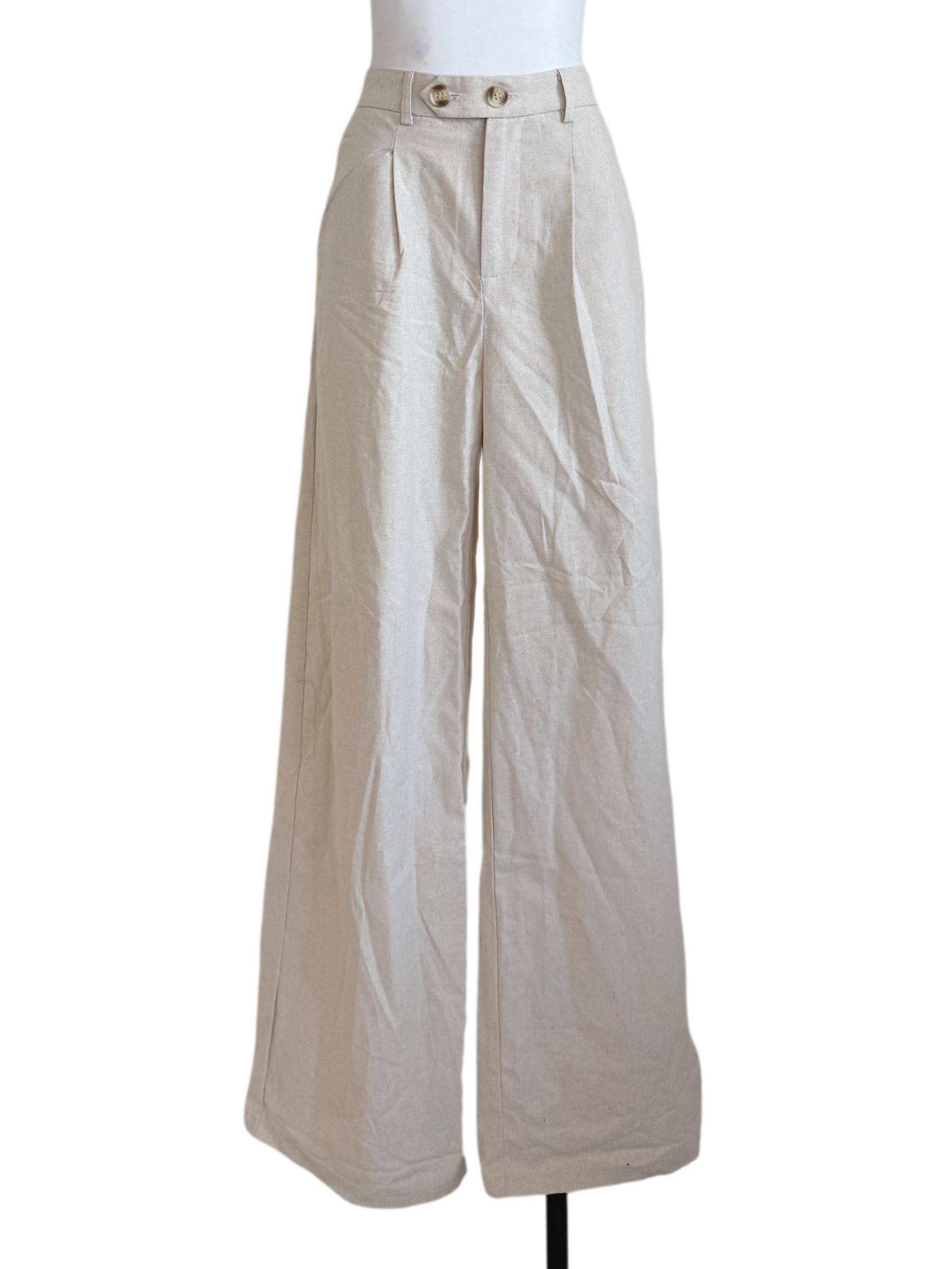 Parchment Beige Wide Leg Pants