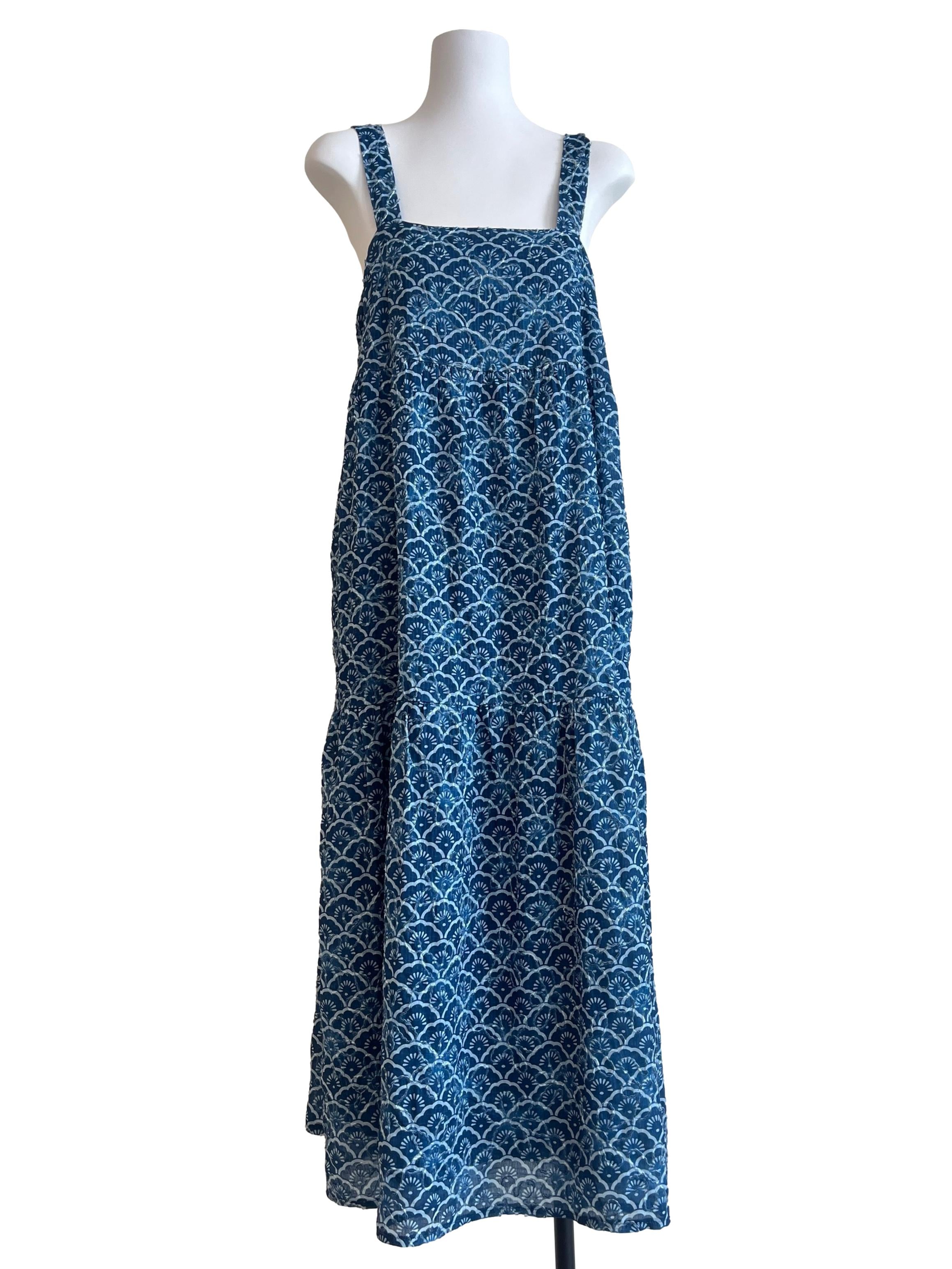 Azure Blue Prints Apron Dress