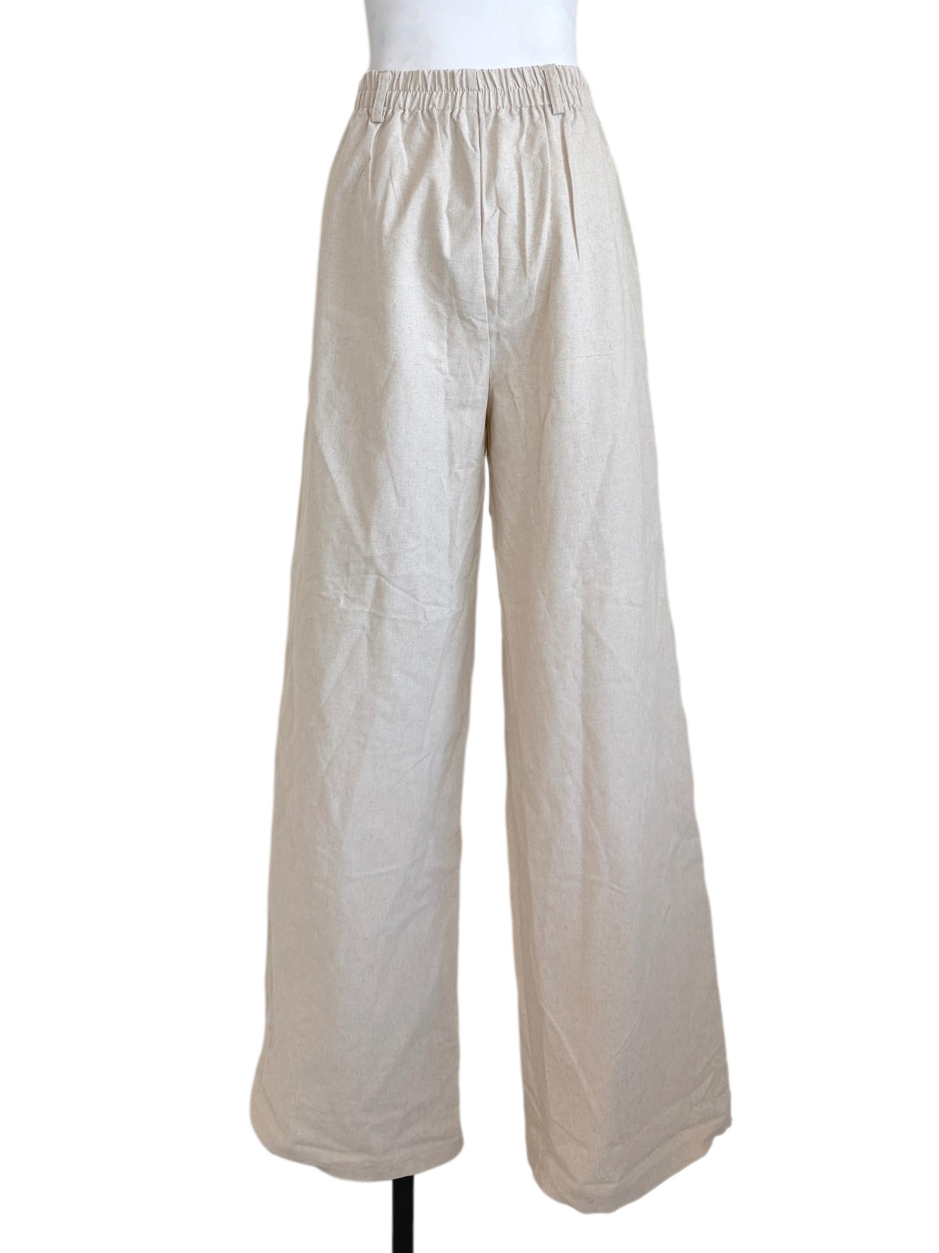Parchment Beige Wide Leg Pants
