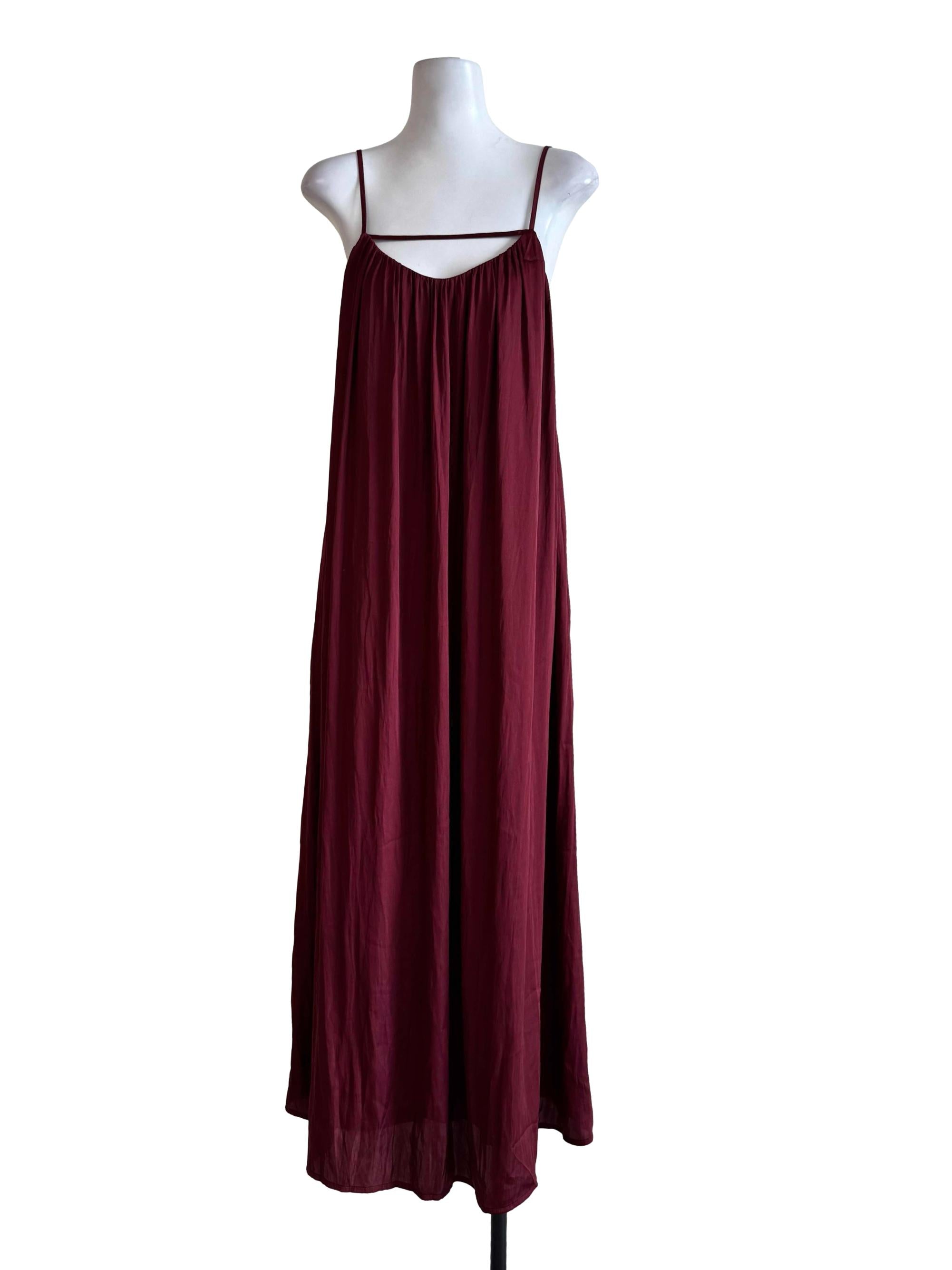Silky Wine Red Maxi Dress