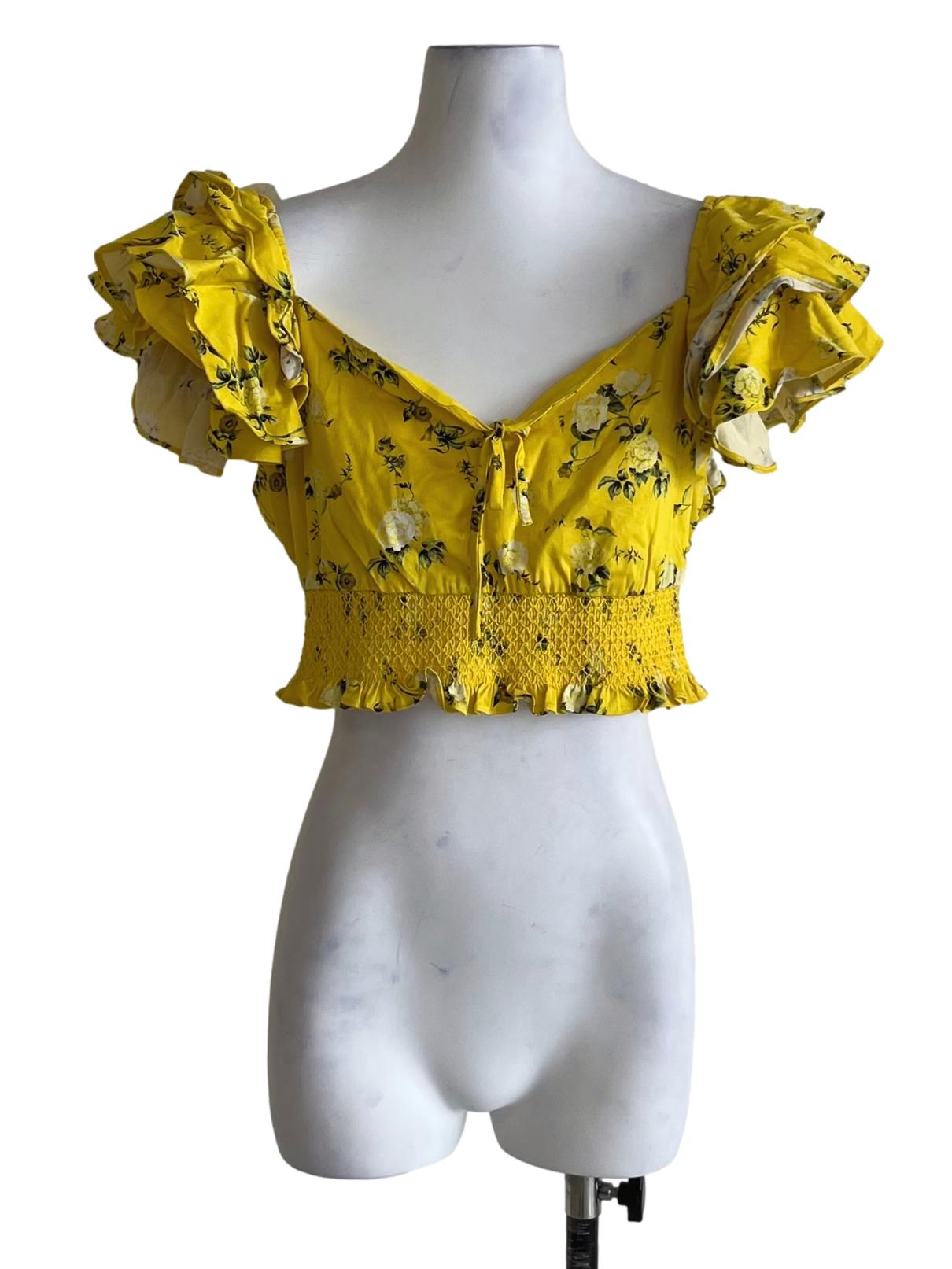 Canary Yellow Floral Blouse