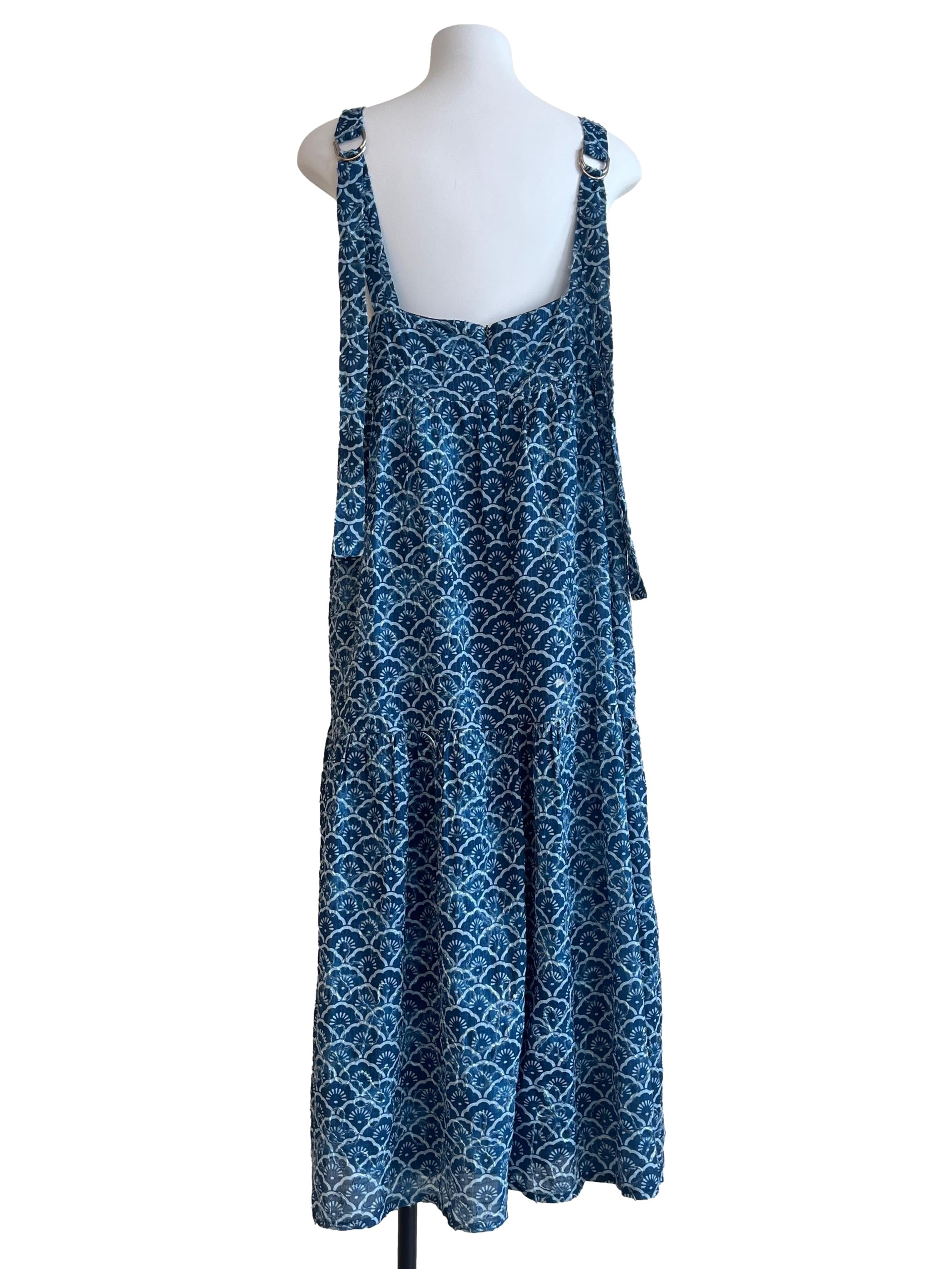 Azure Blue Prints Apron Dress