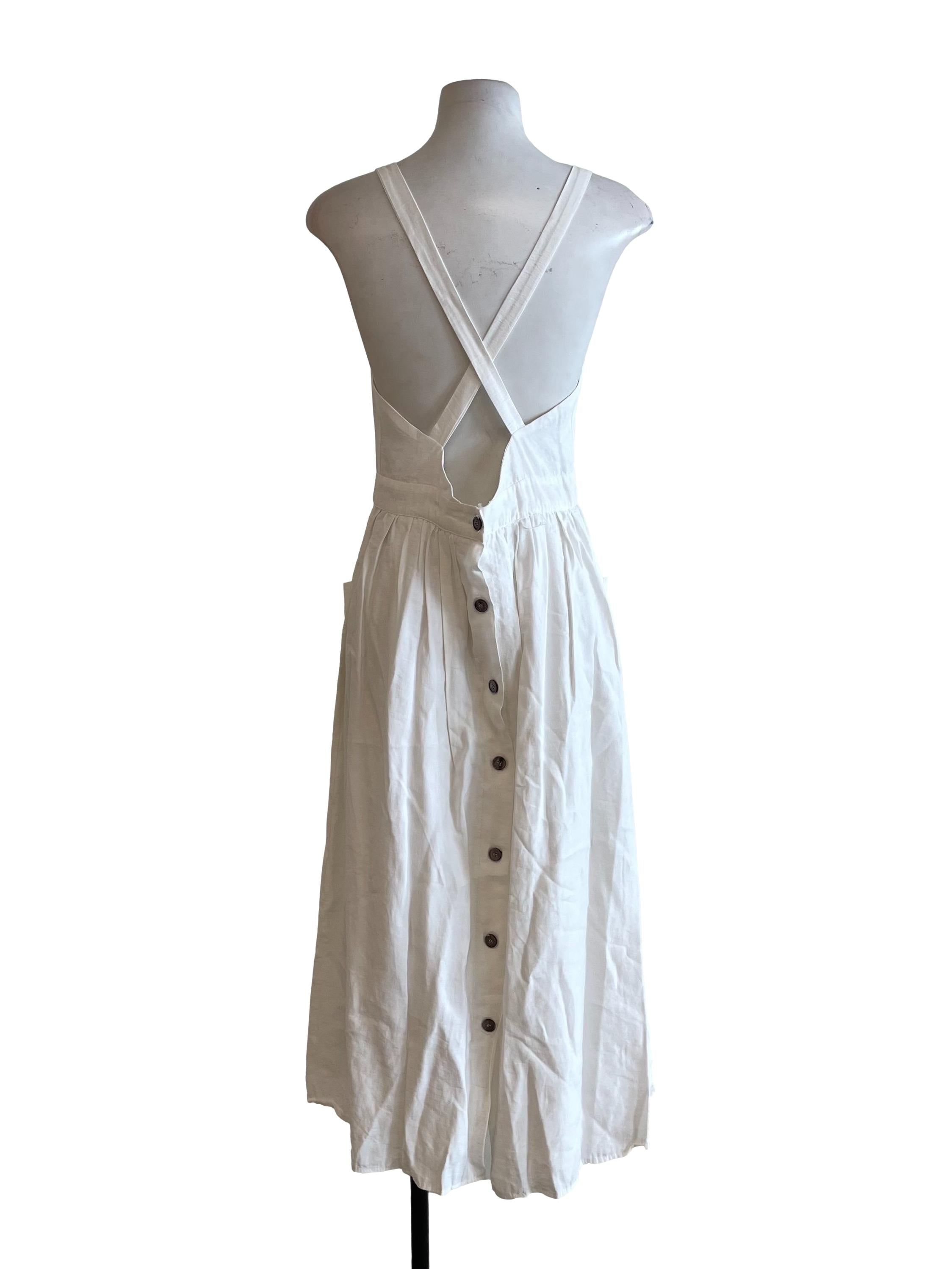 White Crossed Straps Bouffant Dress TEM