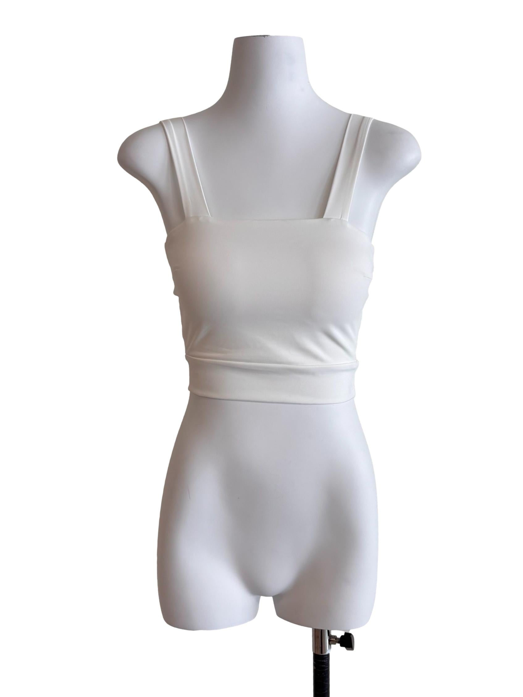 Daisy White Fitted Cropped Tank Top