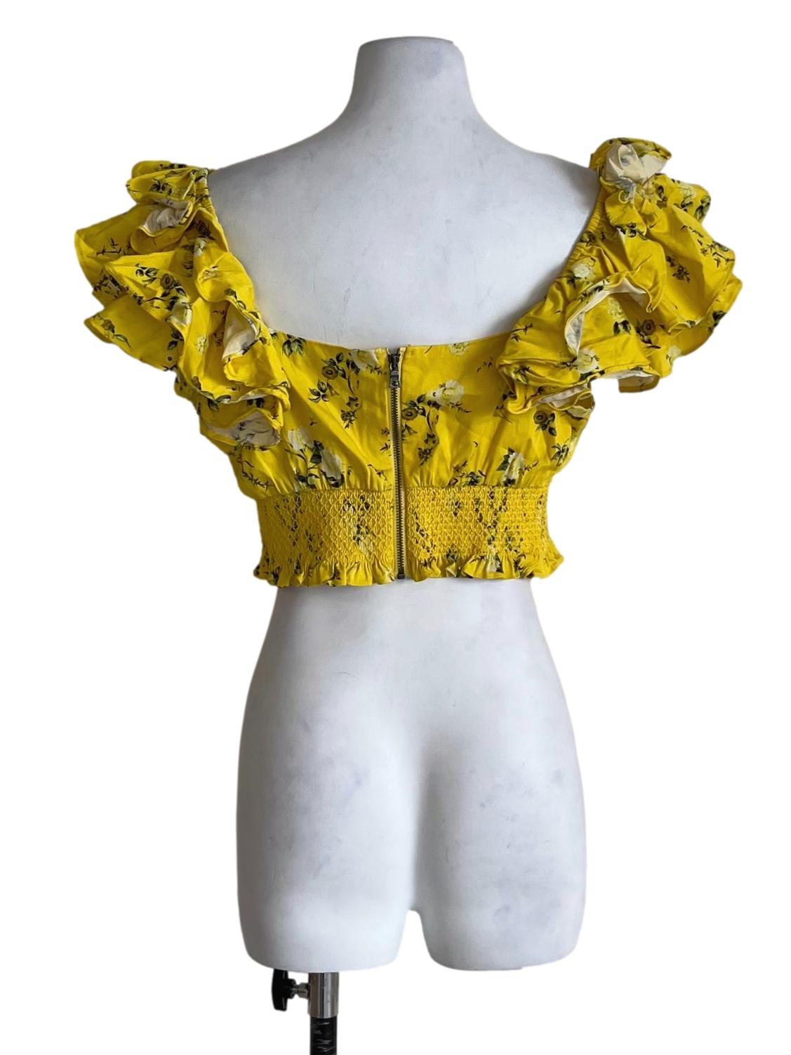 Canary Yellow Floral Blouse