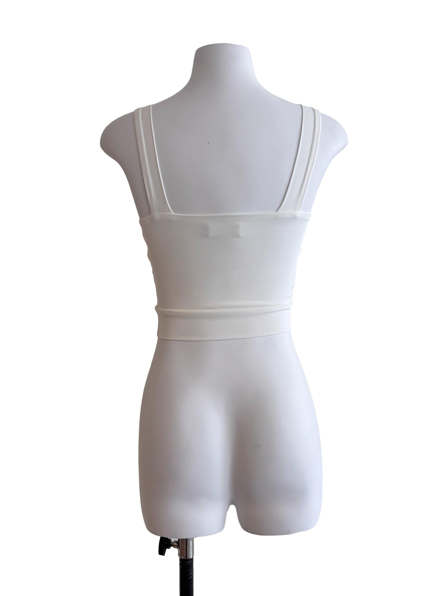 Daisy White Fitted Cropped Tank Top
