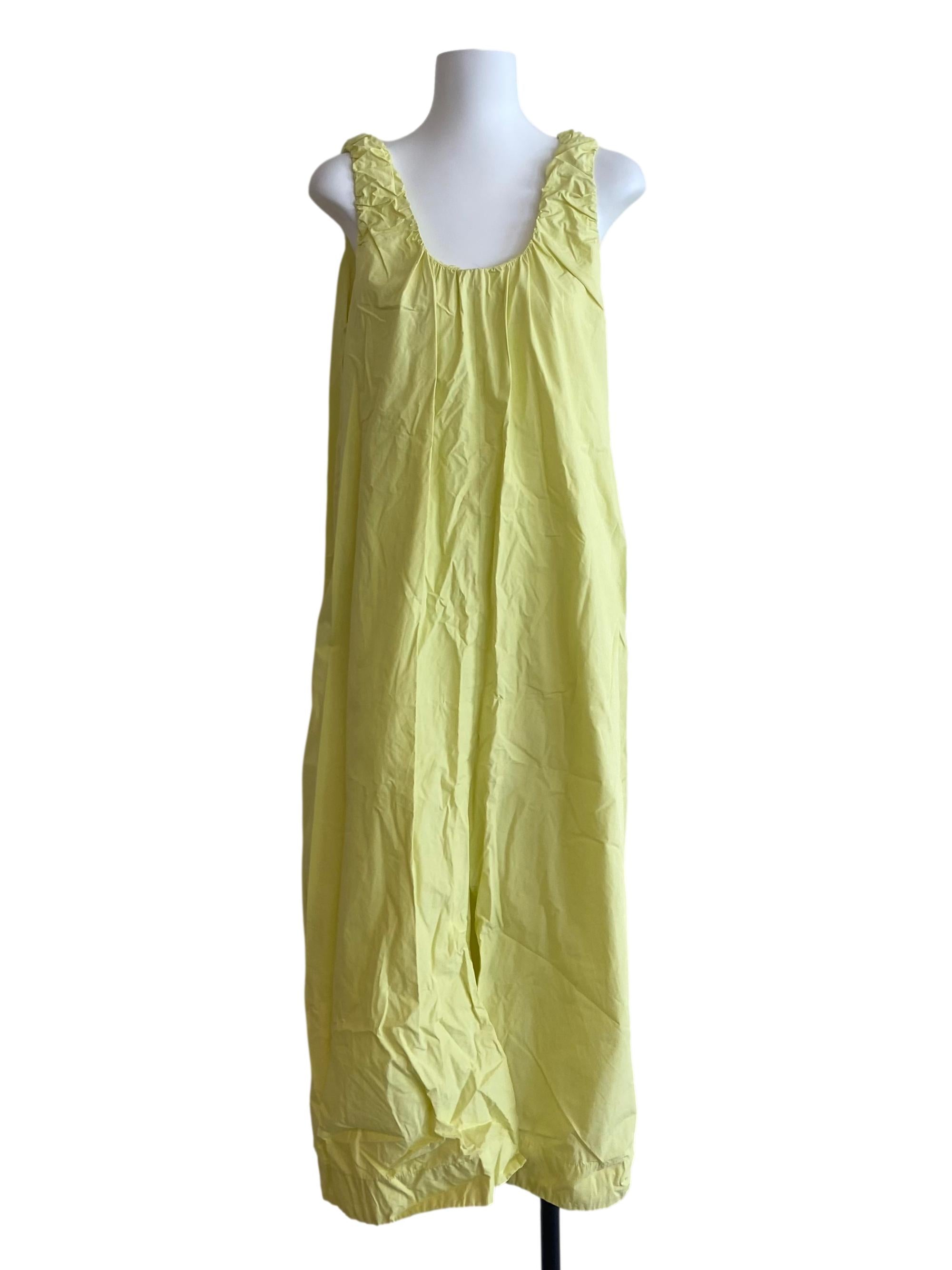 Lemon Yellow Sleeveless Front Slit Dress