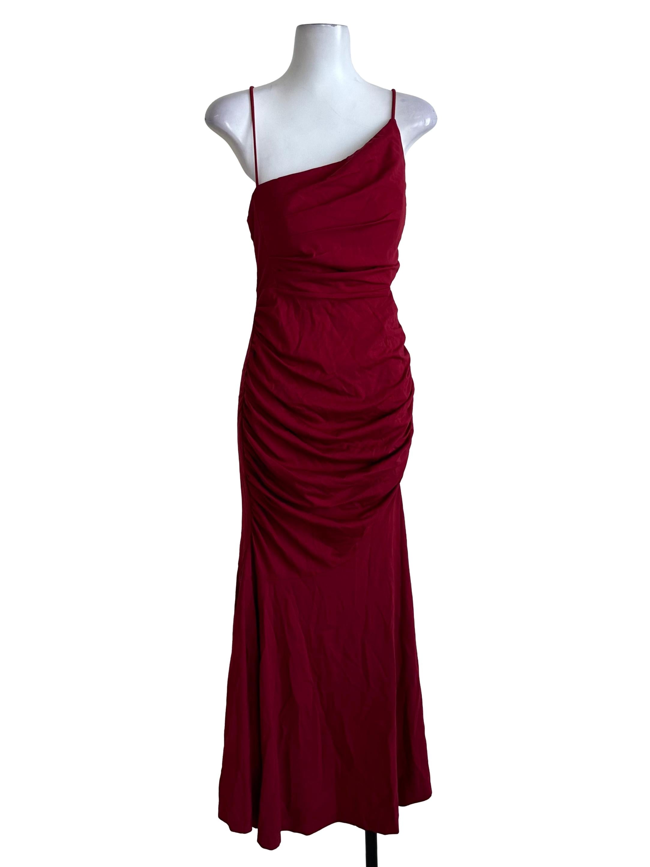 Ruby Red Drape Spaghetti Strap Dress