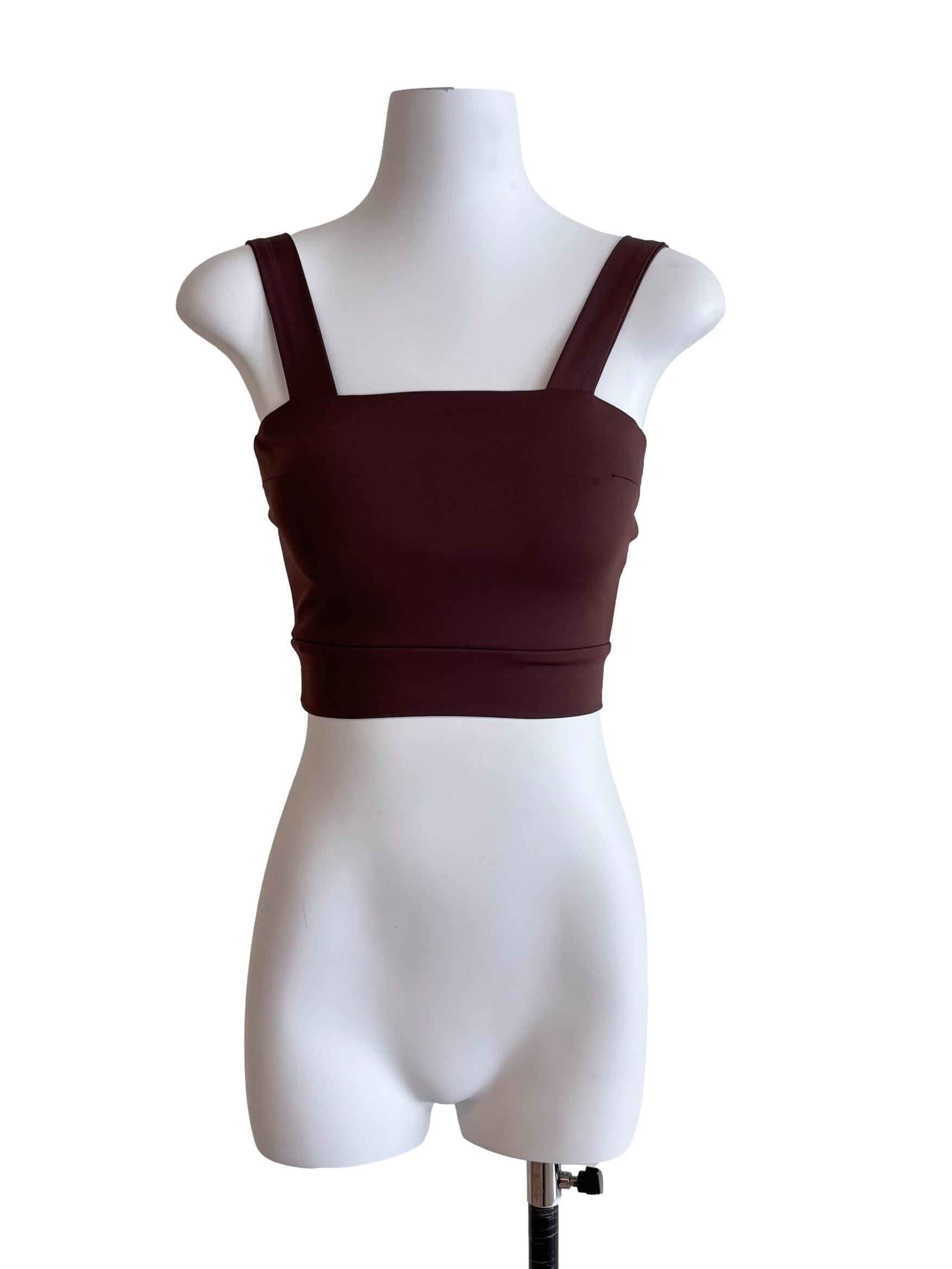 Chocolate Brown Fitted Cropped Tank Top