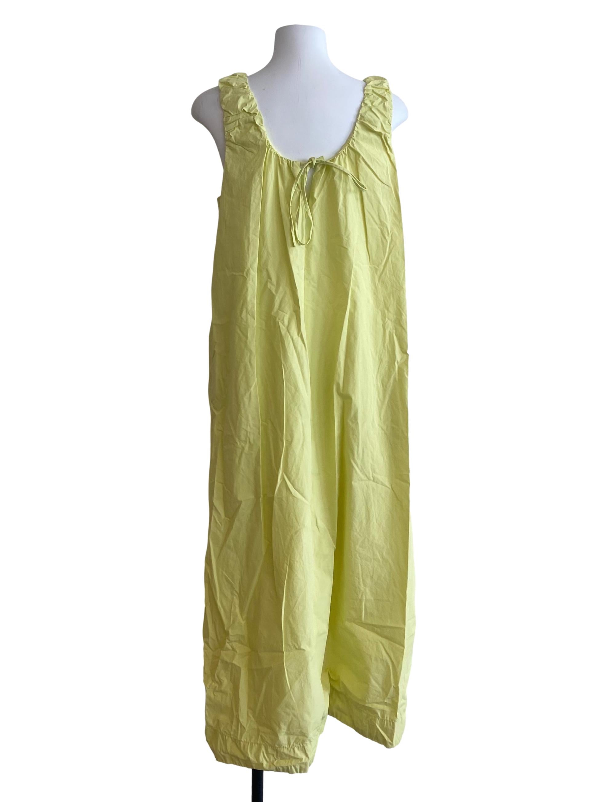 Lemon Yellow Sleeveless Front Slit Dress