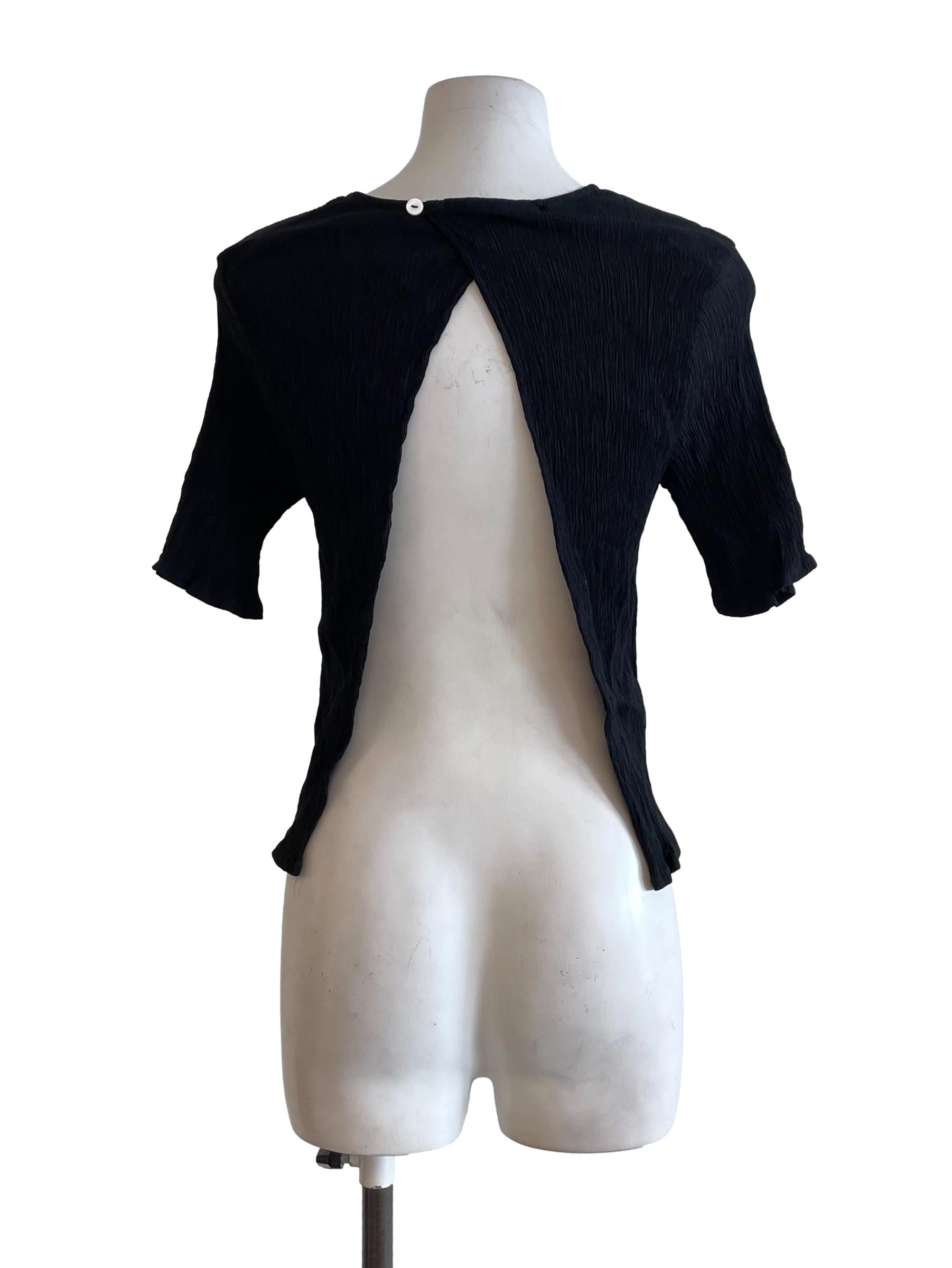 Black Textured Open Back Top TEM