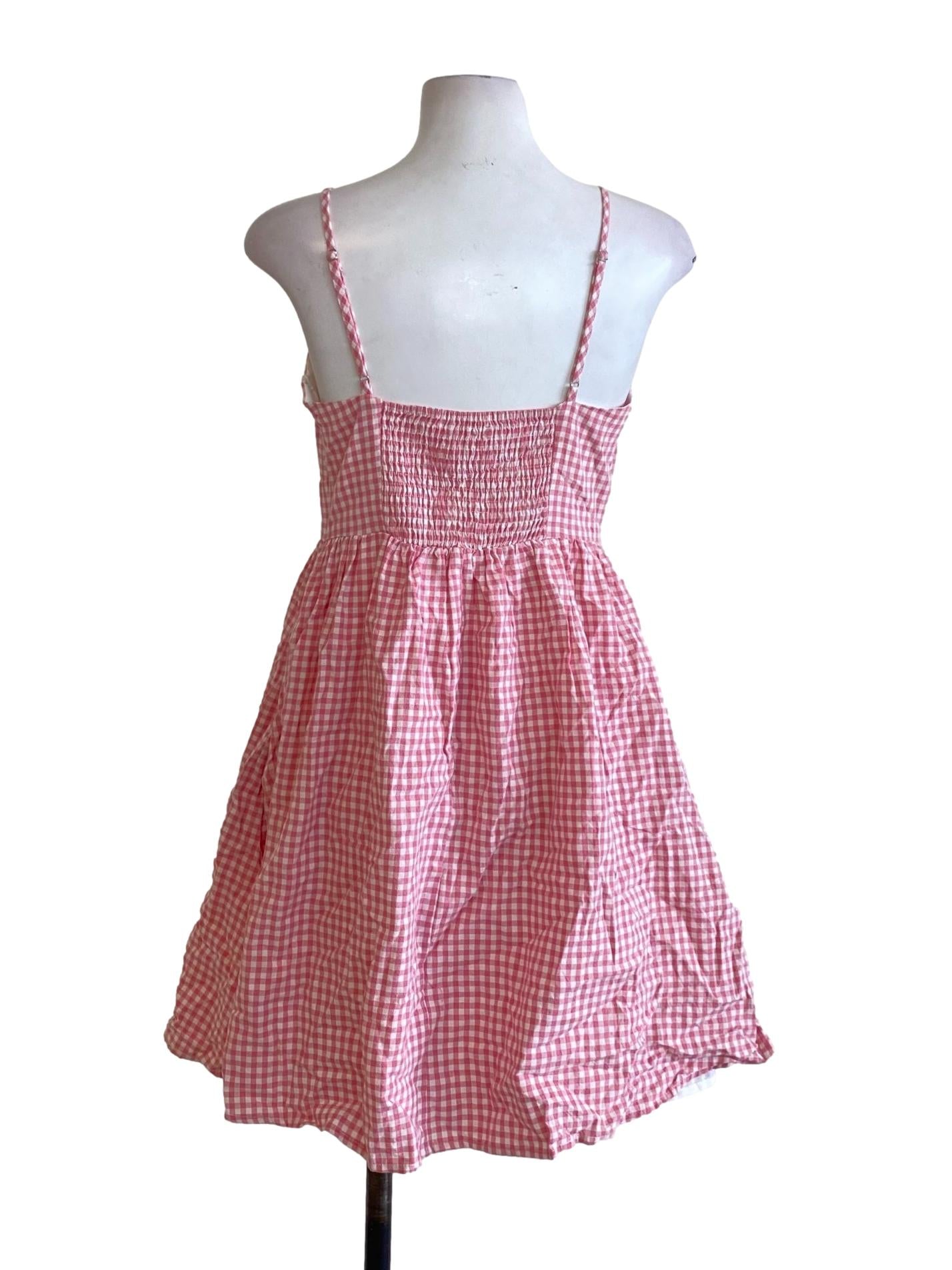 Watermelon Pink Plaid Sweetheart A-Line Dress